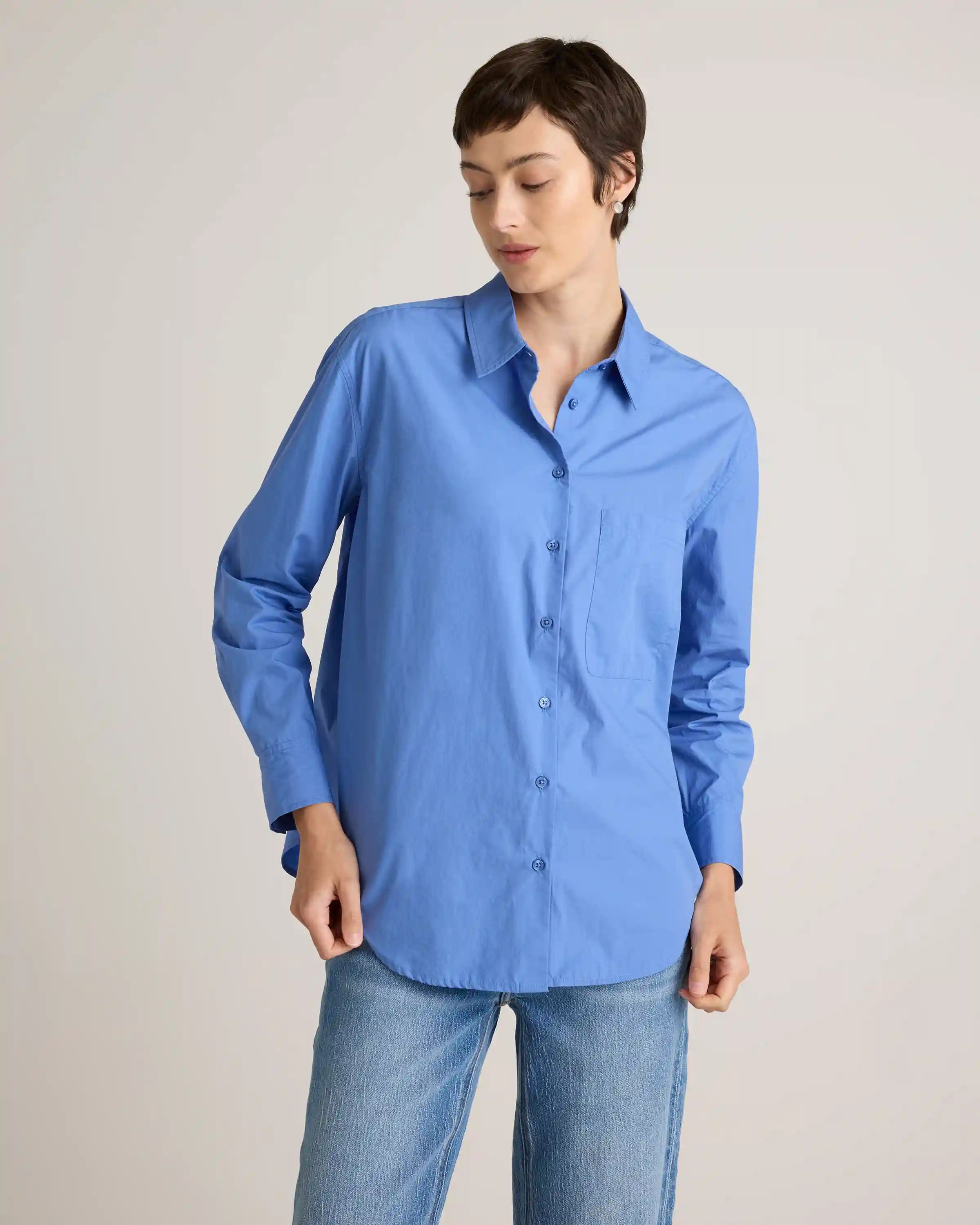 100% Organic Cotton Poplin Long Sleeve Boyfriend Shirt