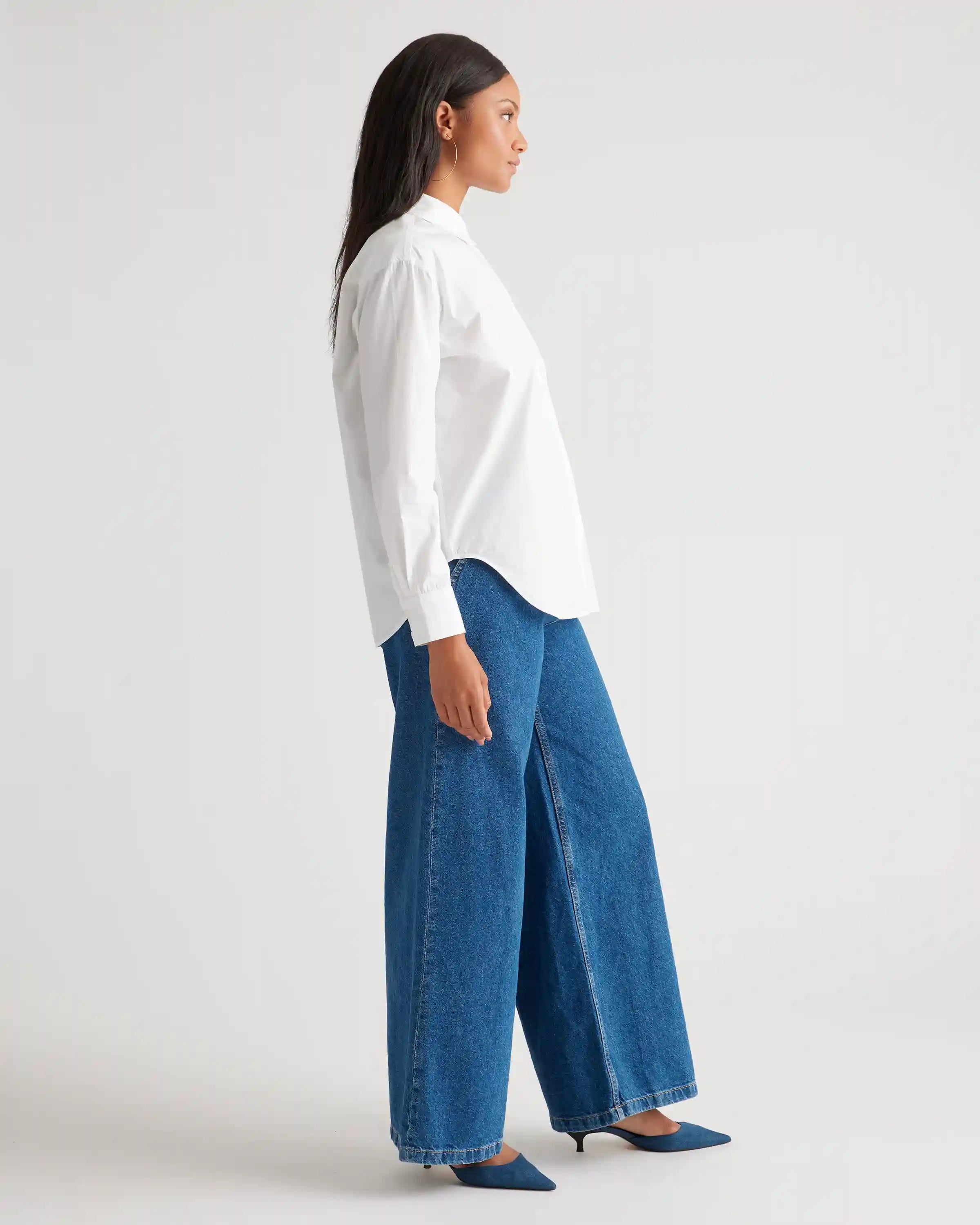 100% Organic Cotton Poplin Long Sleeve Boyfriend Shirt