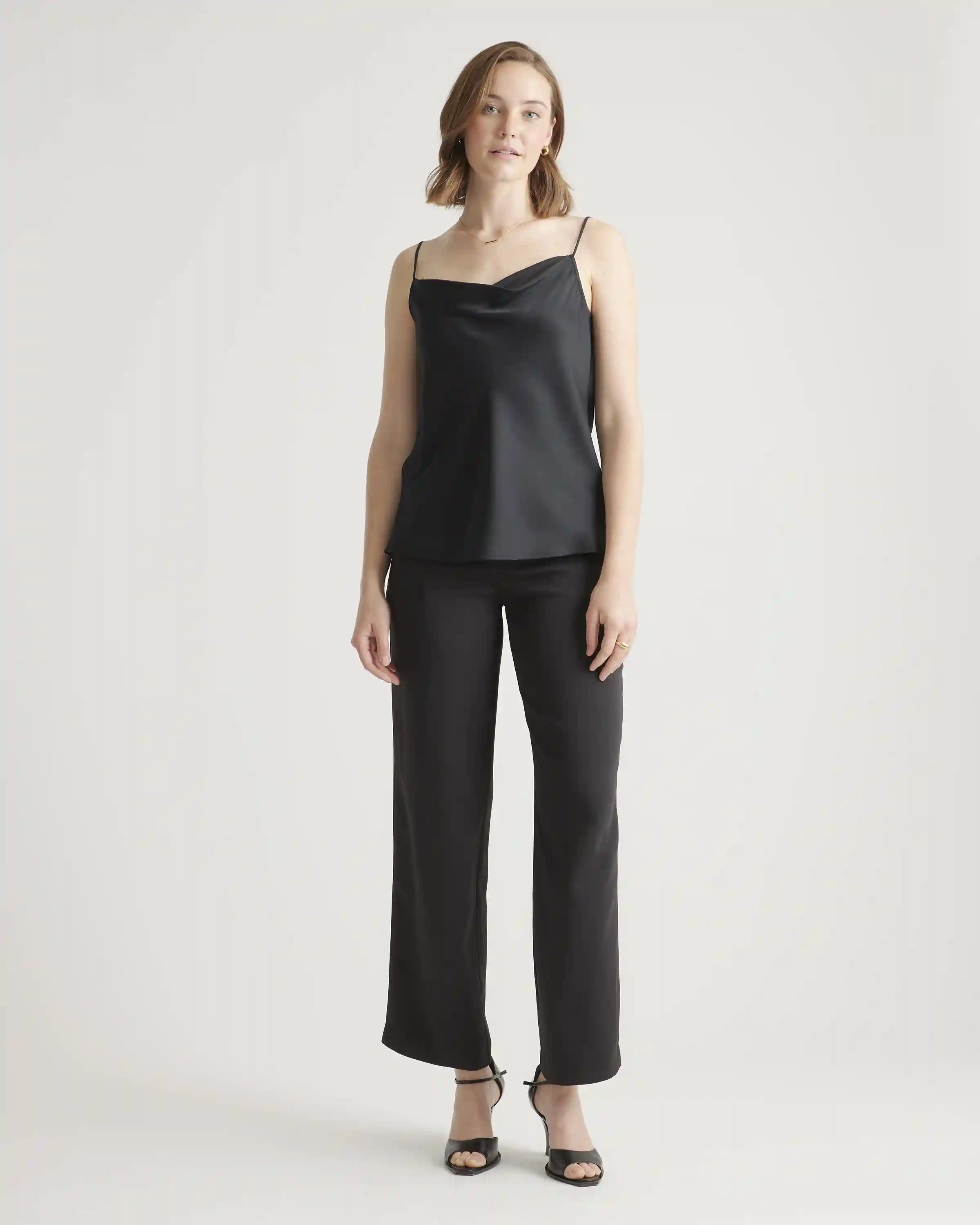 Washable Stretch Silk Cowl Neck Cami