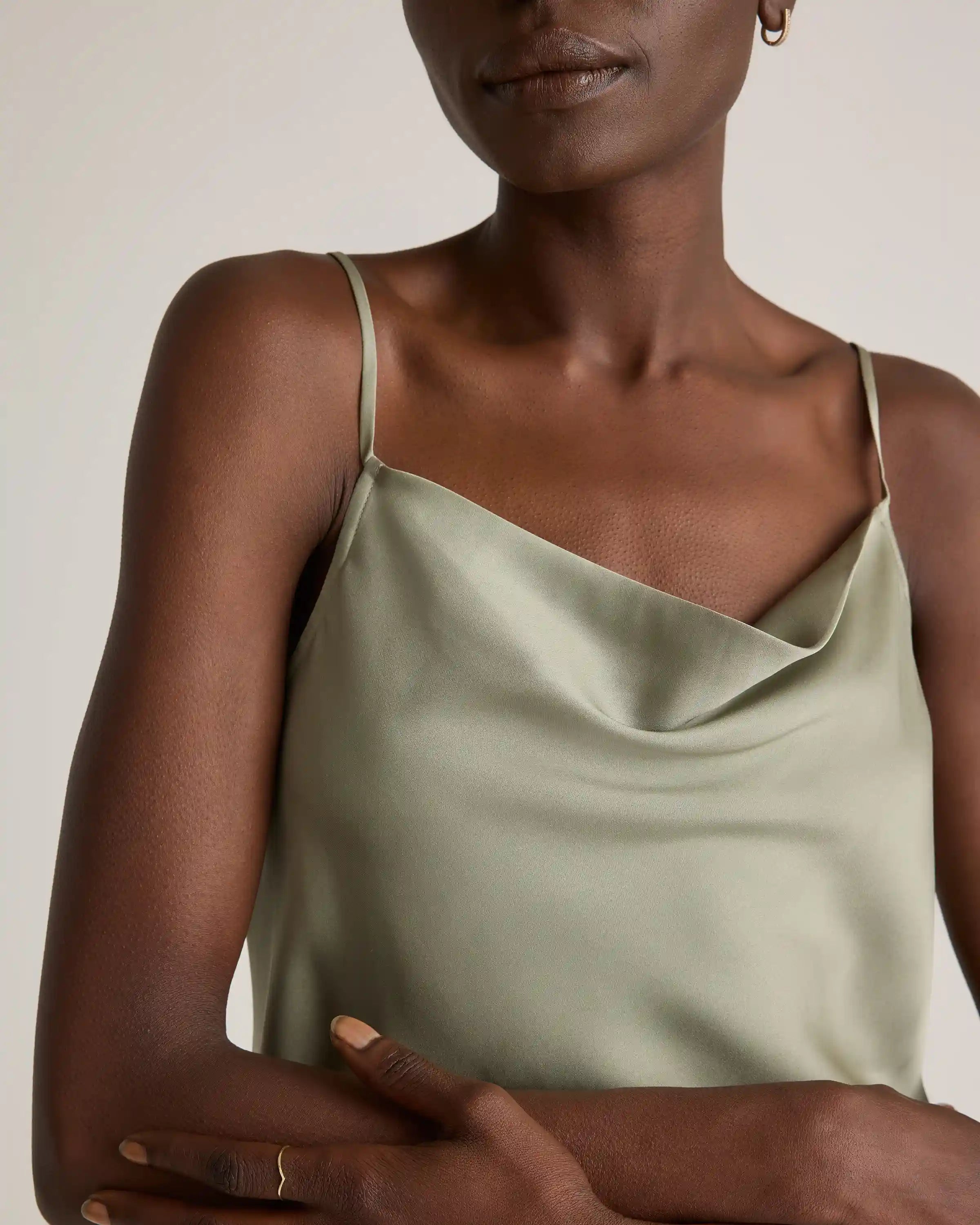 Washable Stretch Silk Cowl Neck Cami