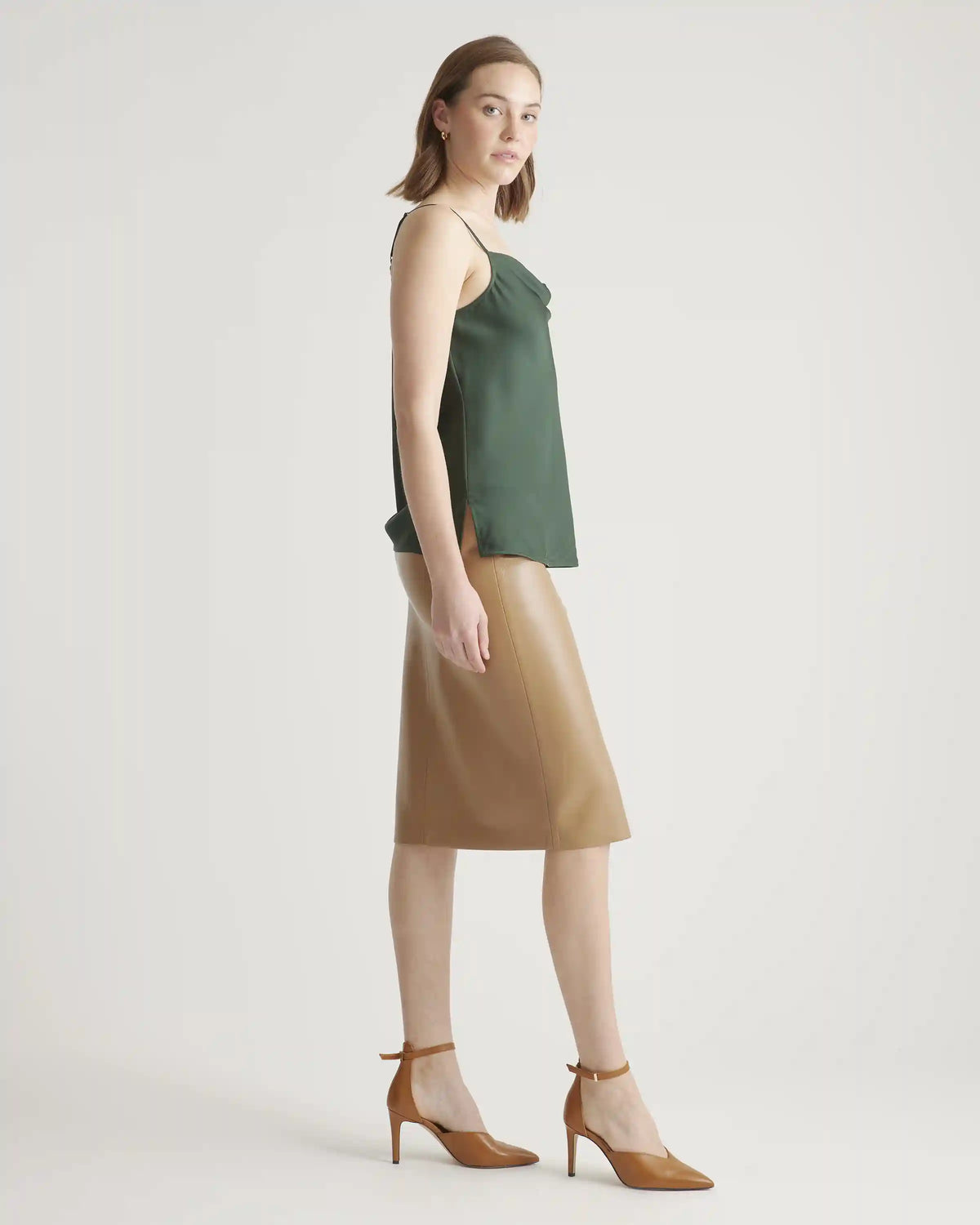 Washable Stretch Silk Cowl Neck Cami