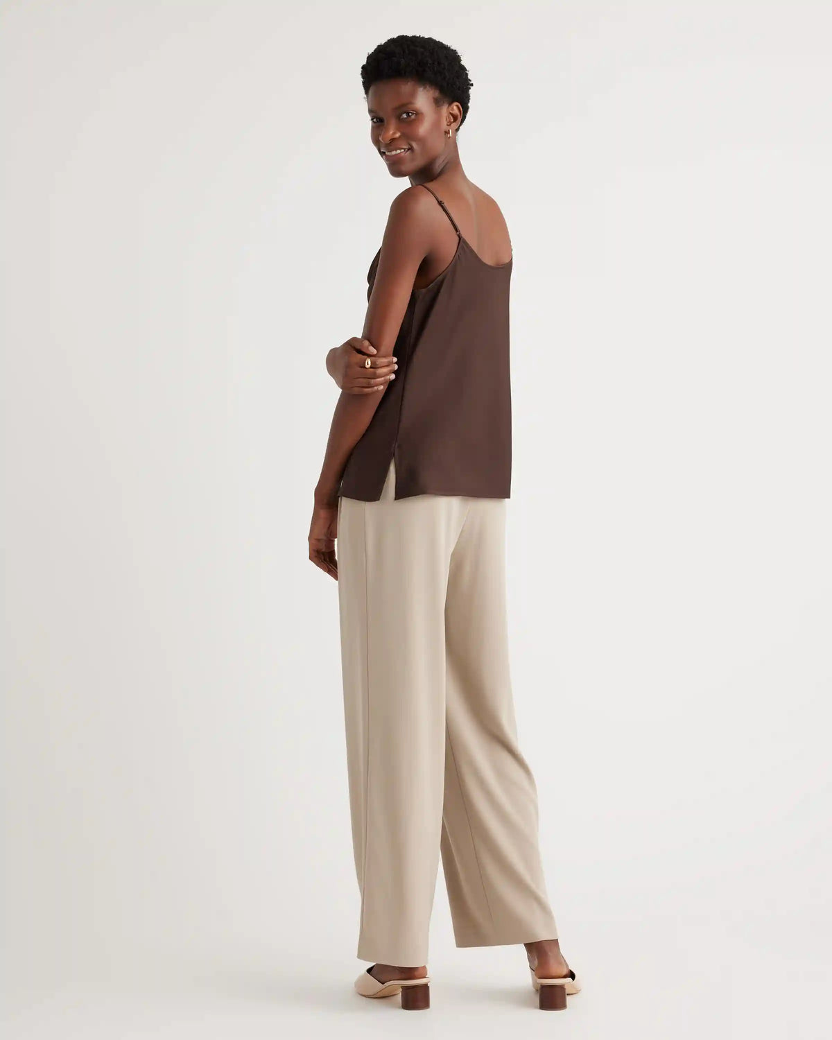 Washable Stretch Silk Cowl Neck Cami