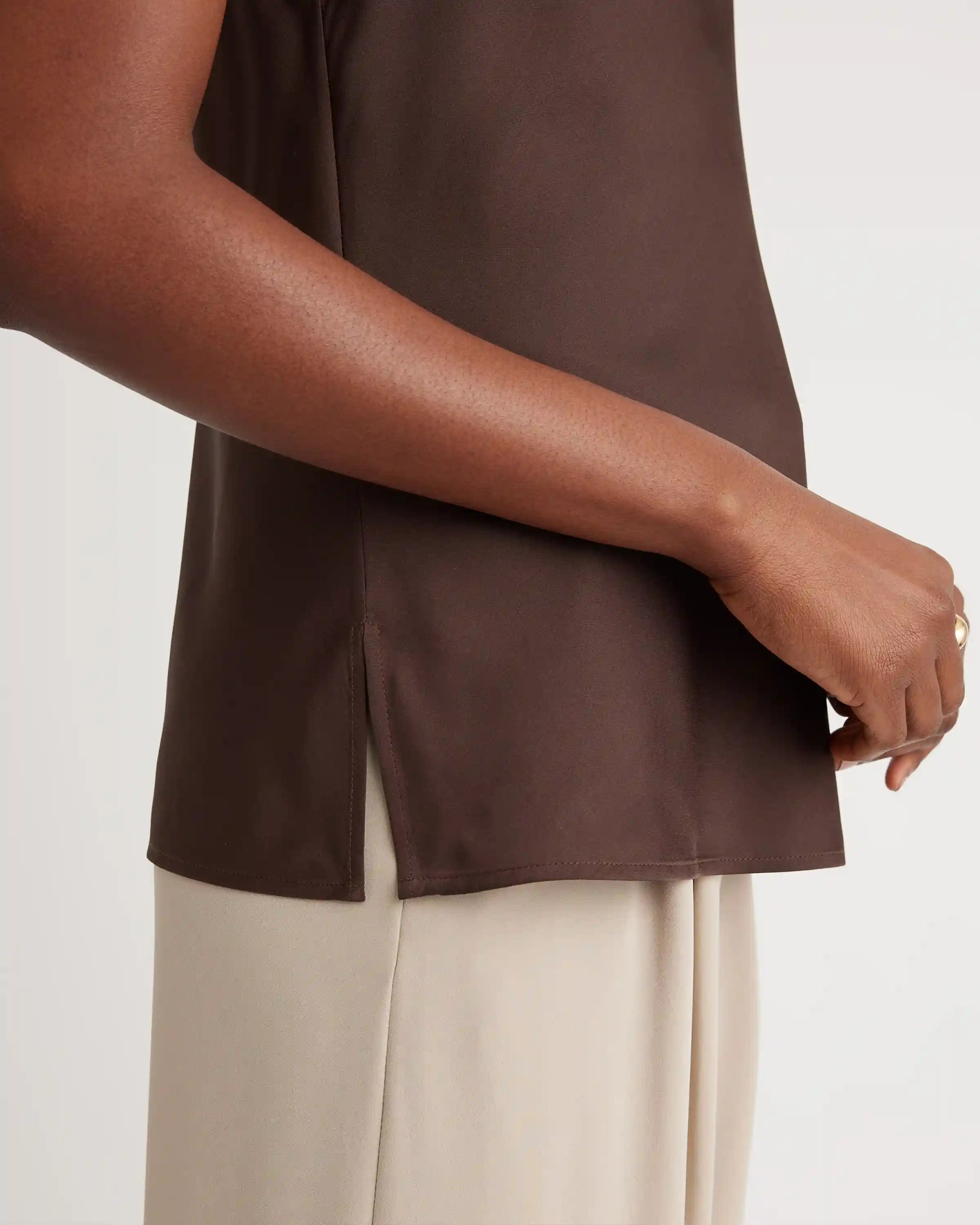 Washable Stretch Silk Cowl Neck Cami