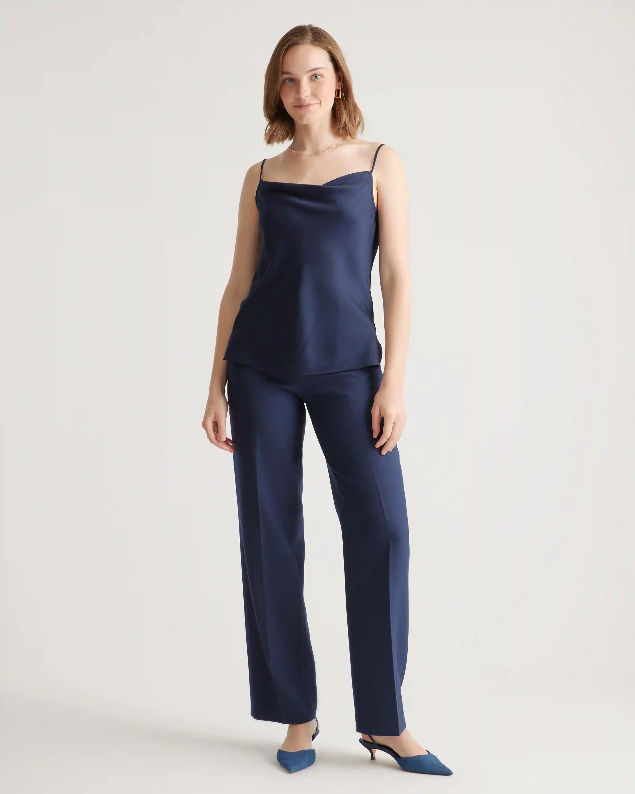 Washable Stretch Silk Cowl Neck Cami