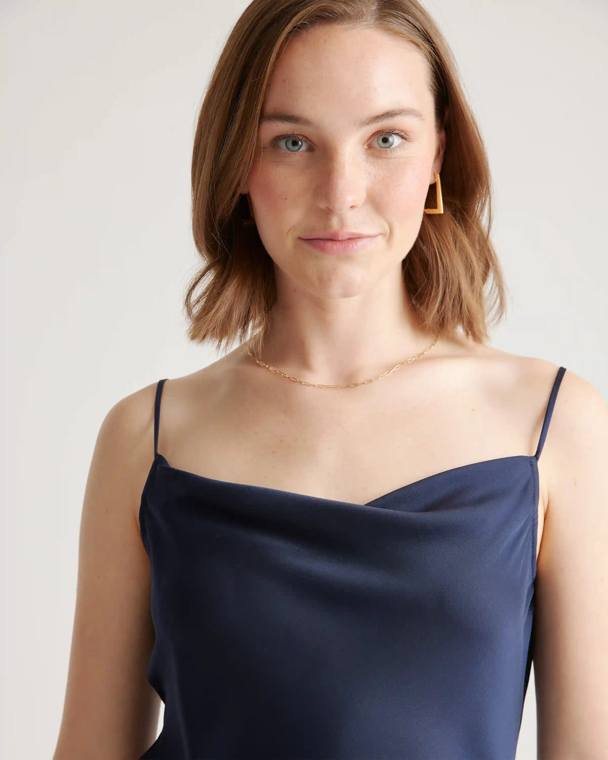 Washable Stretch Silk Cowl Neck Cami
