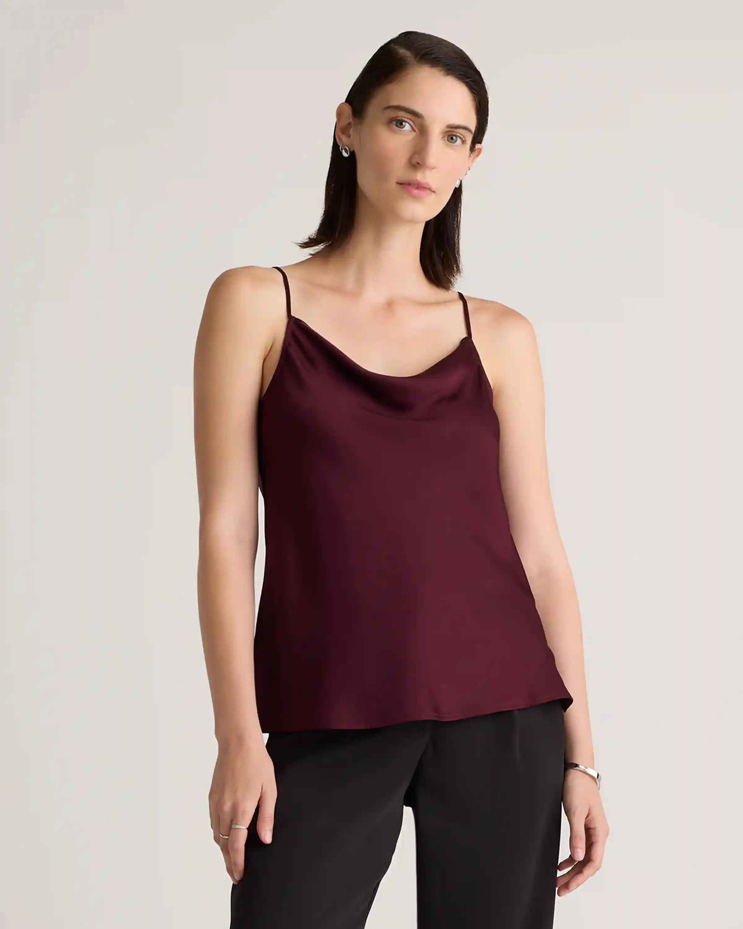 Washable Stretch Silk Cowl Neck Cami