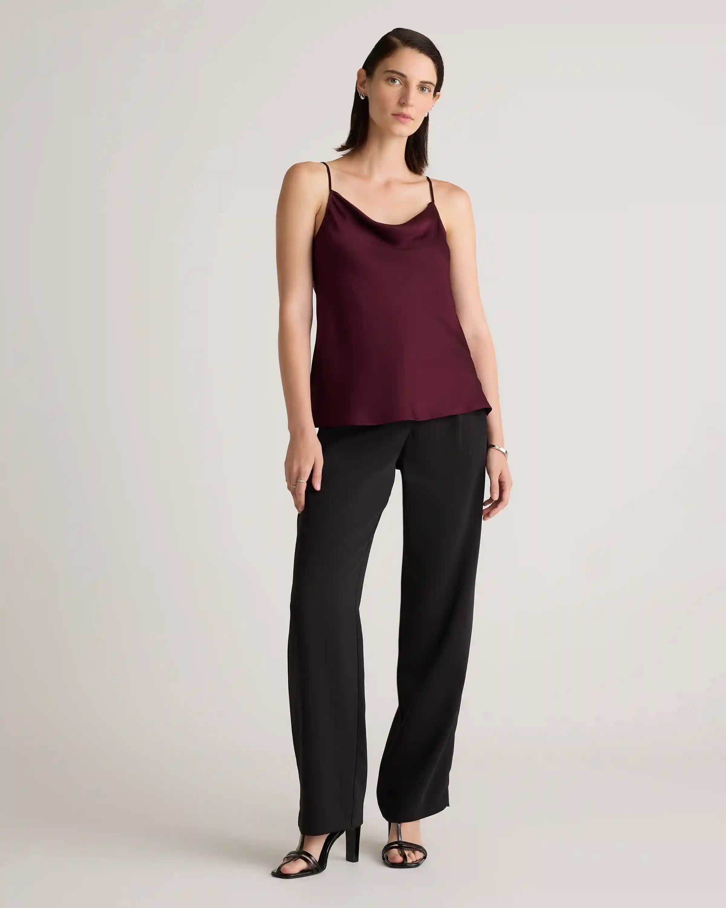 Washable Stretch Silk Cowl Neck Cami