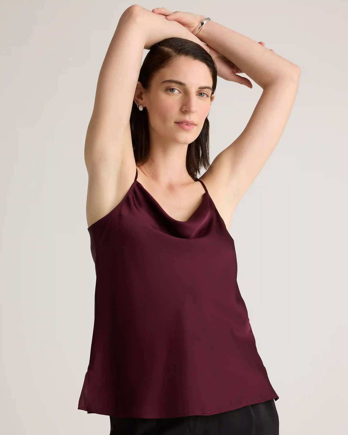 Washable Stretch Silk Cowl Neck Cami