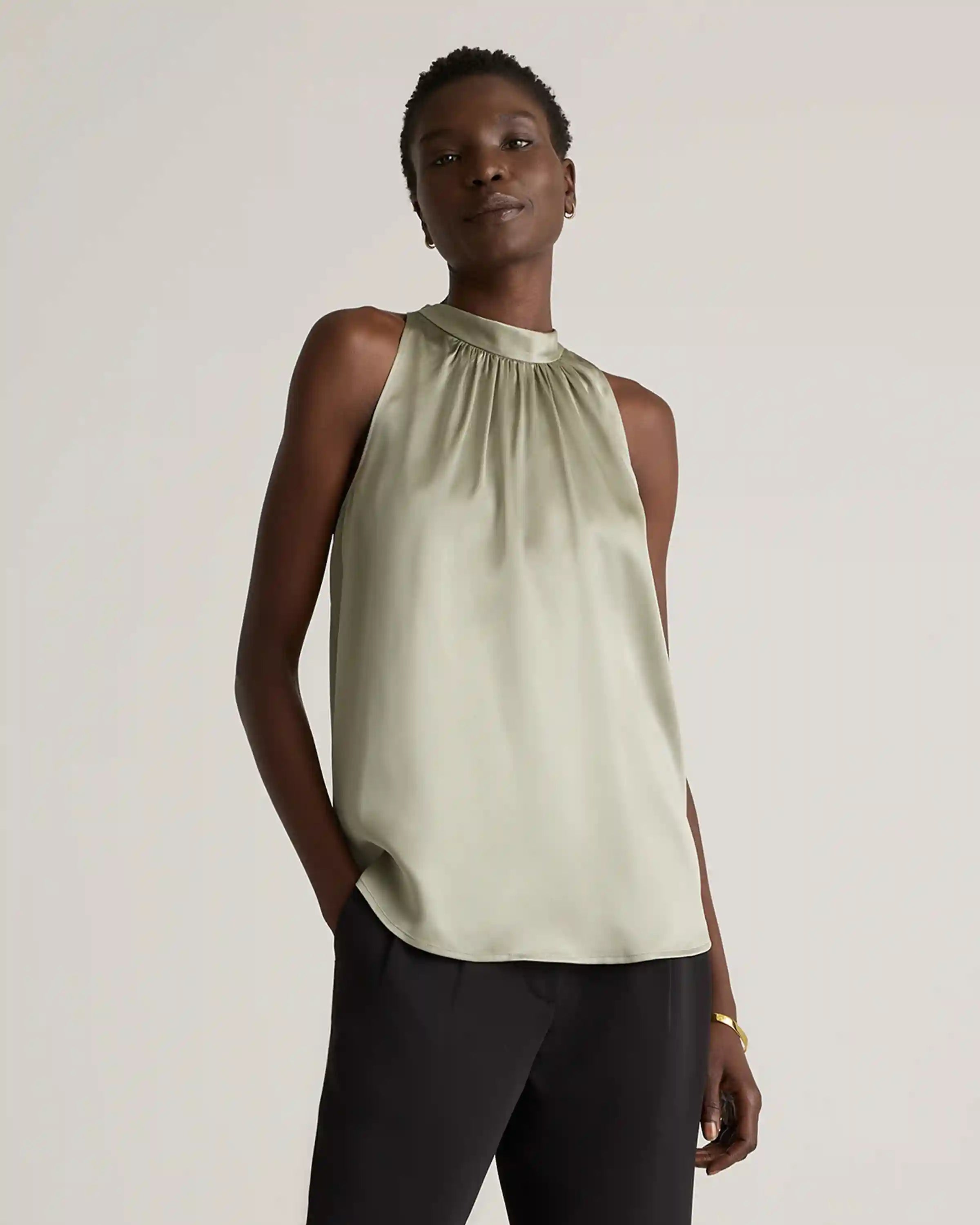 100% Washable Silk Halter Top