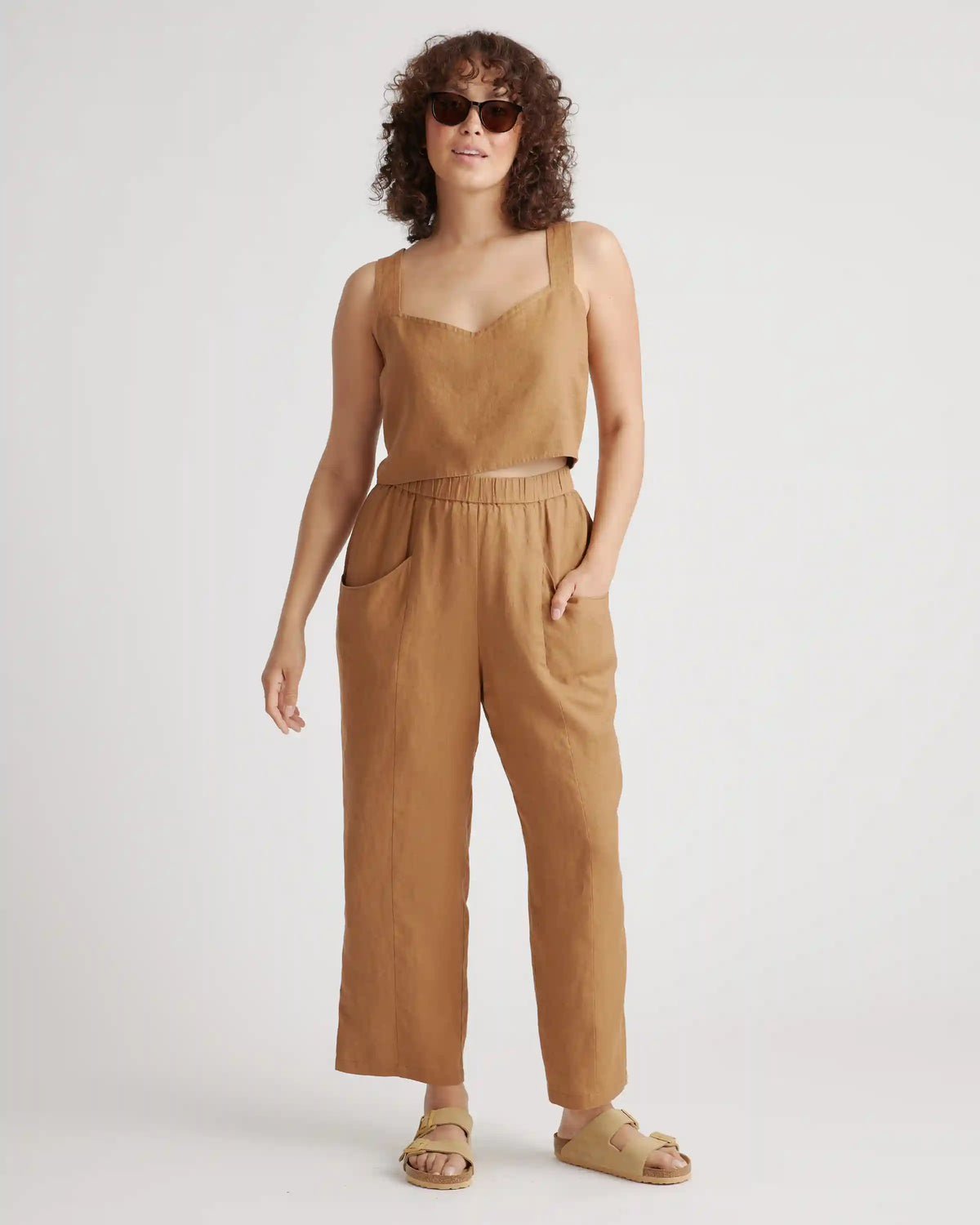 100% European Linen Tapered Ankle Pants
