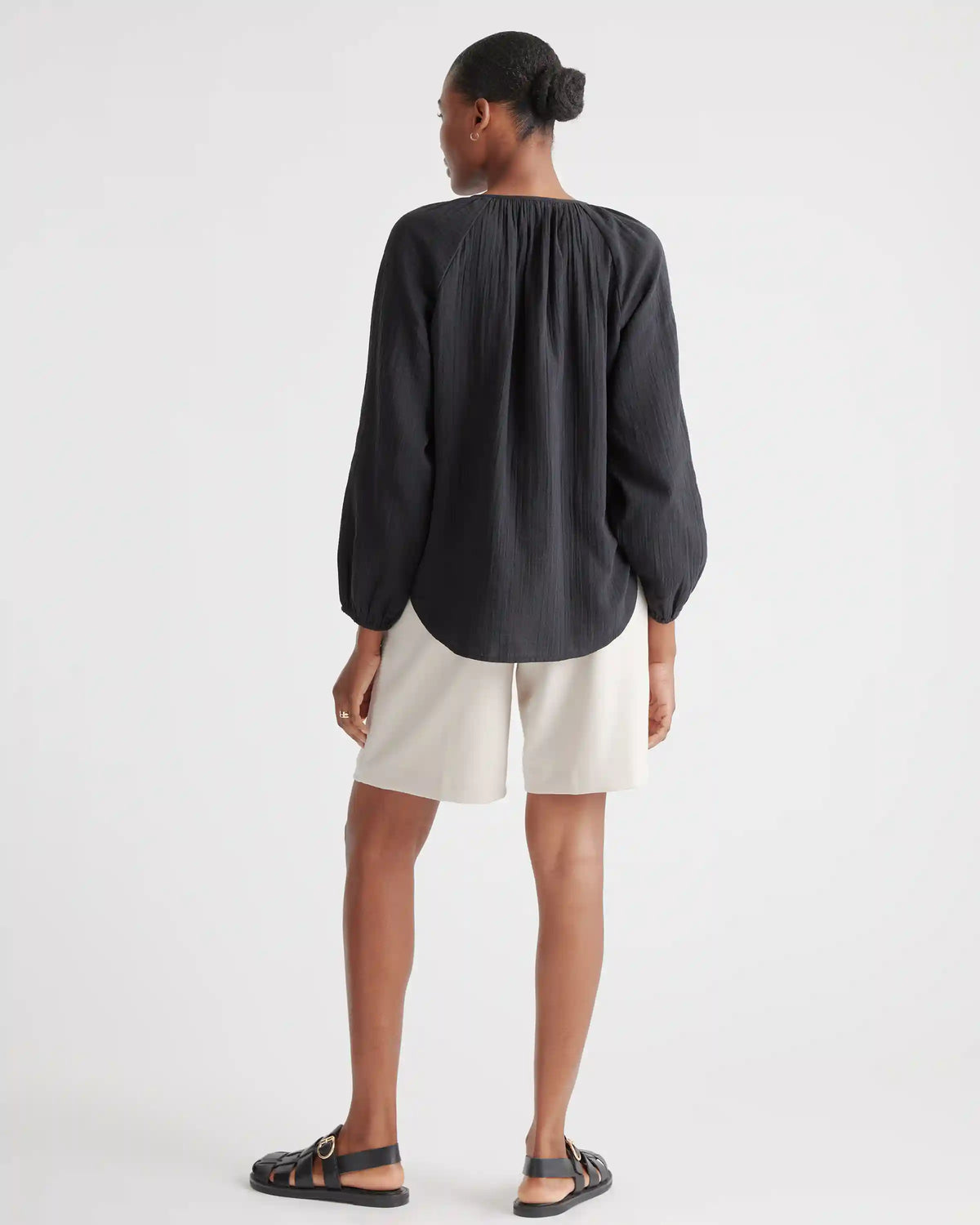 100% Organic Cotton Gauze Peasant Blouse