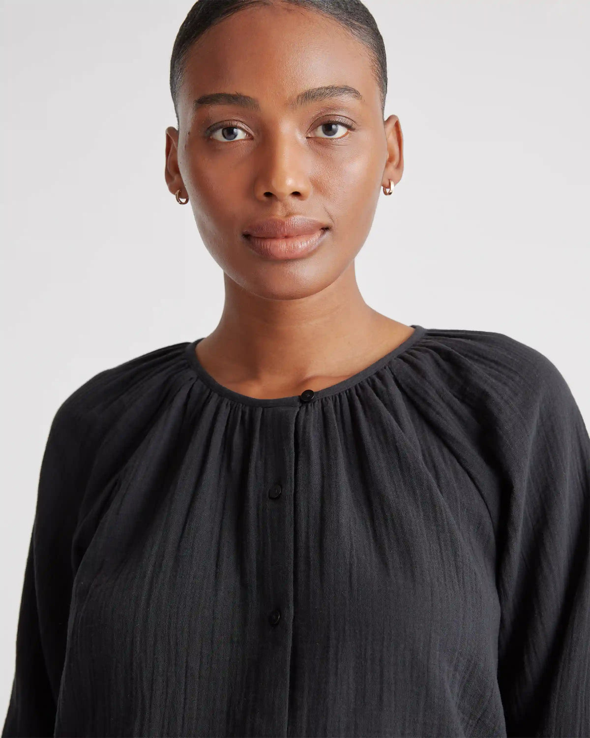 100% Organic Cotton Gauze Peasant Blouse