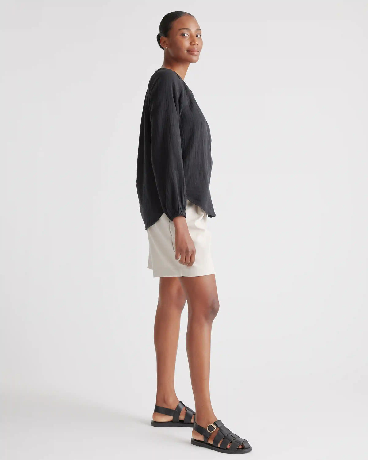 100% Organic Cotton Gauze Peasant Blouse