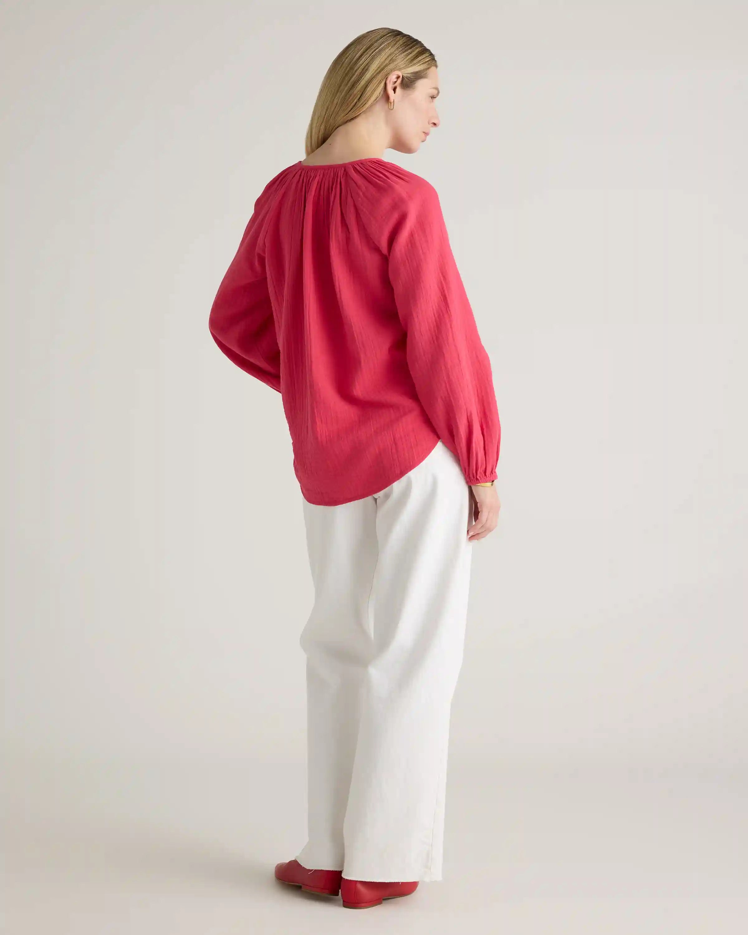 100% Organic Cotton Gauze Peasant Blouse