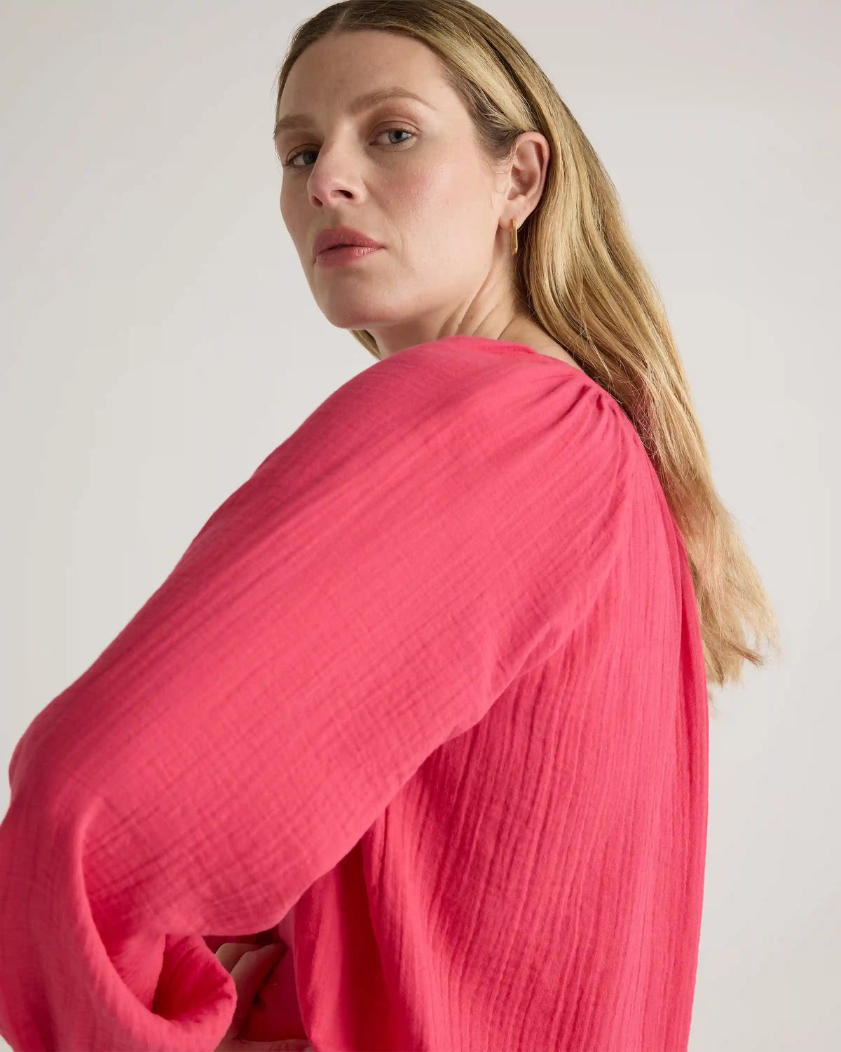 100% Organic Cotton Gauze Peasant Blouse