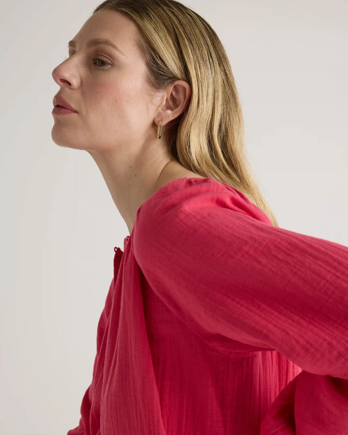 100% Organic Cotton Gauze Peasant Blouse