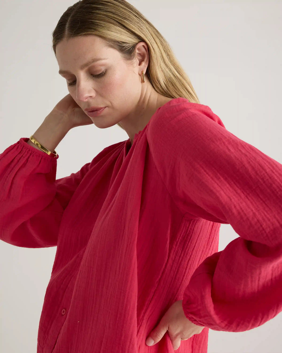 100% Organic Cotton Gauze Peasant Blouse