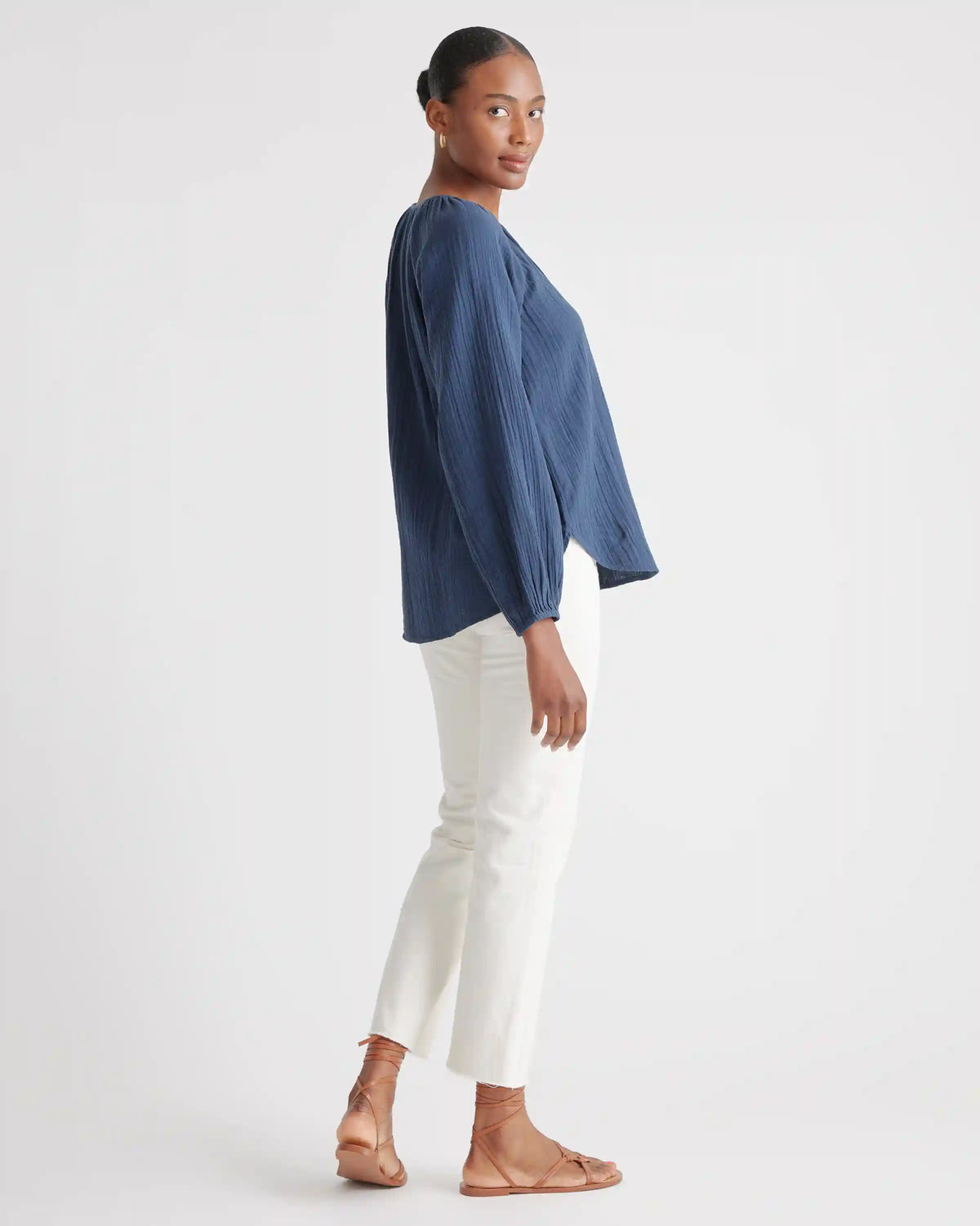 100% Organic Cotton Gauze Peasant Blouse
