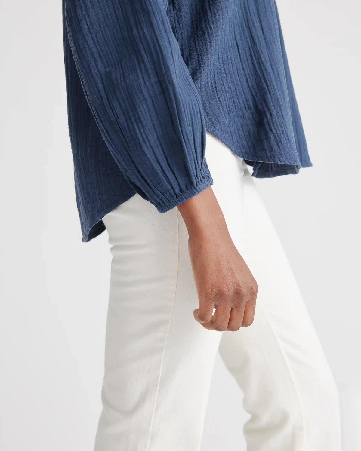 100% Organic Cotton Gauze Peasant Blouse