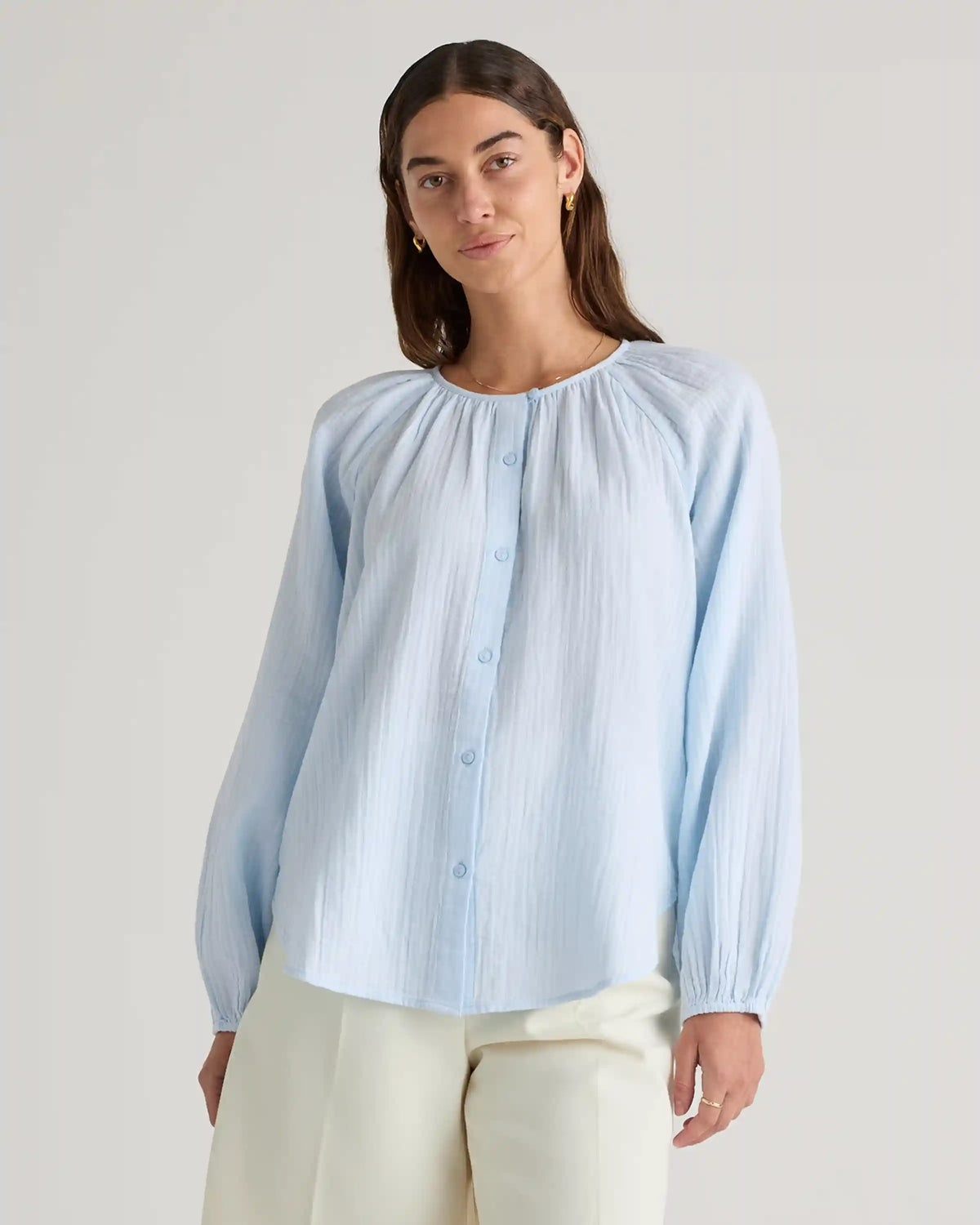 100% Organic Cotton Gauze Peasant Blouse
