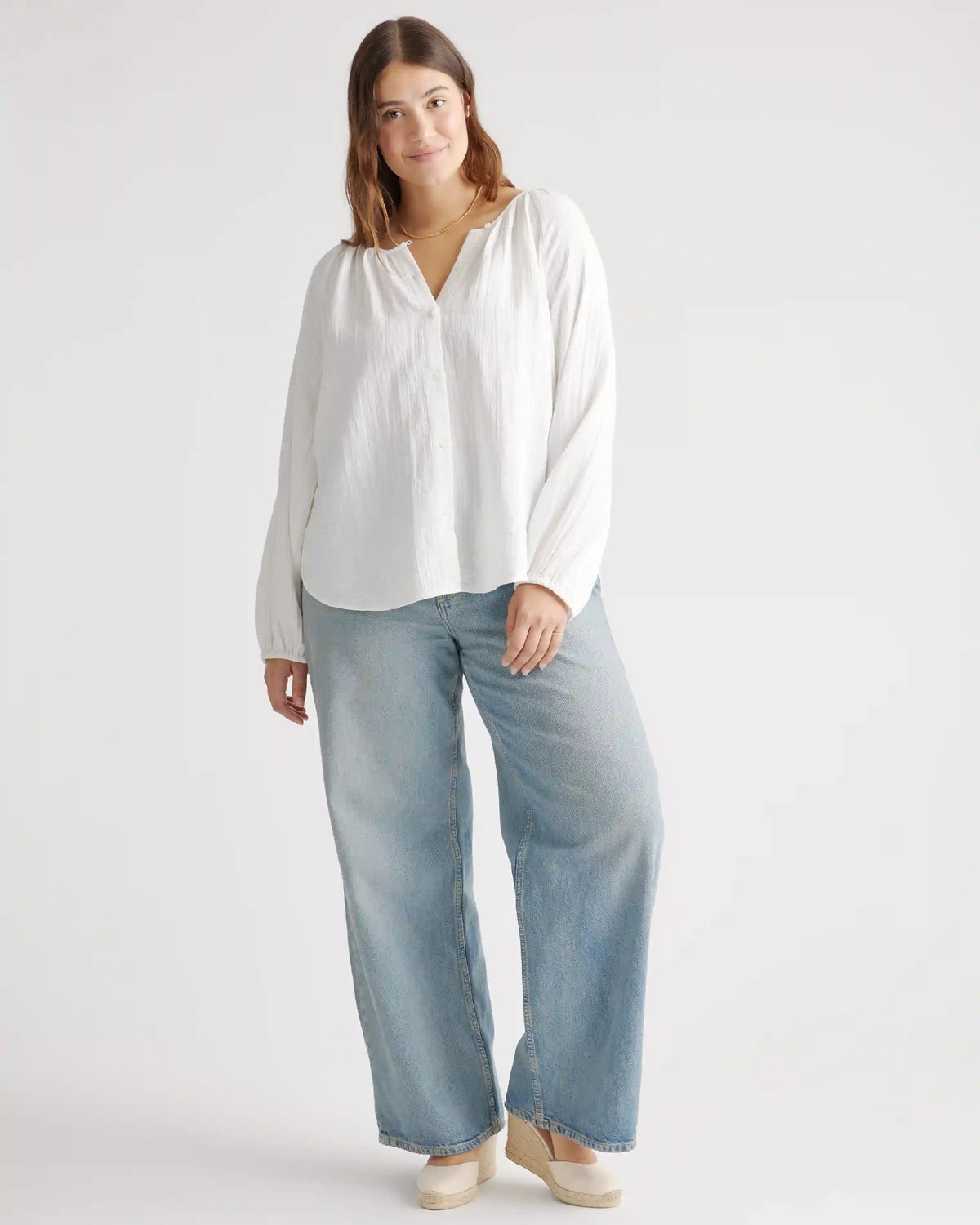 100% Organic Cotton Gauze Peasant Blouse