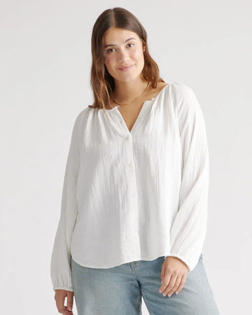 100% Organic Cotton Gauze Peasant Blouse