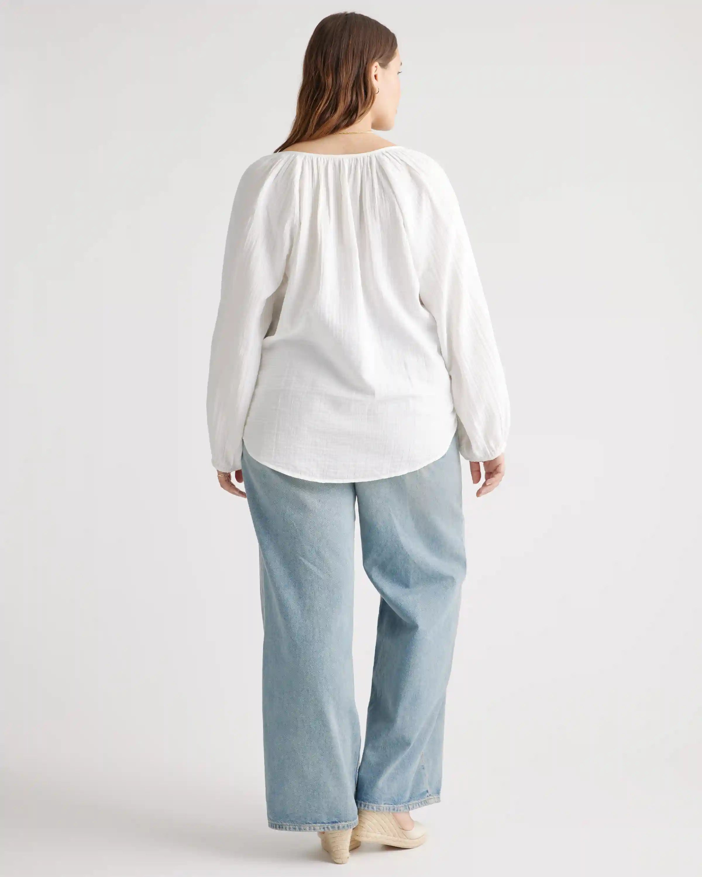 100% Organic Cotton Gauze Peasant Blouse