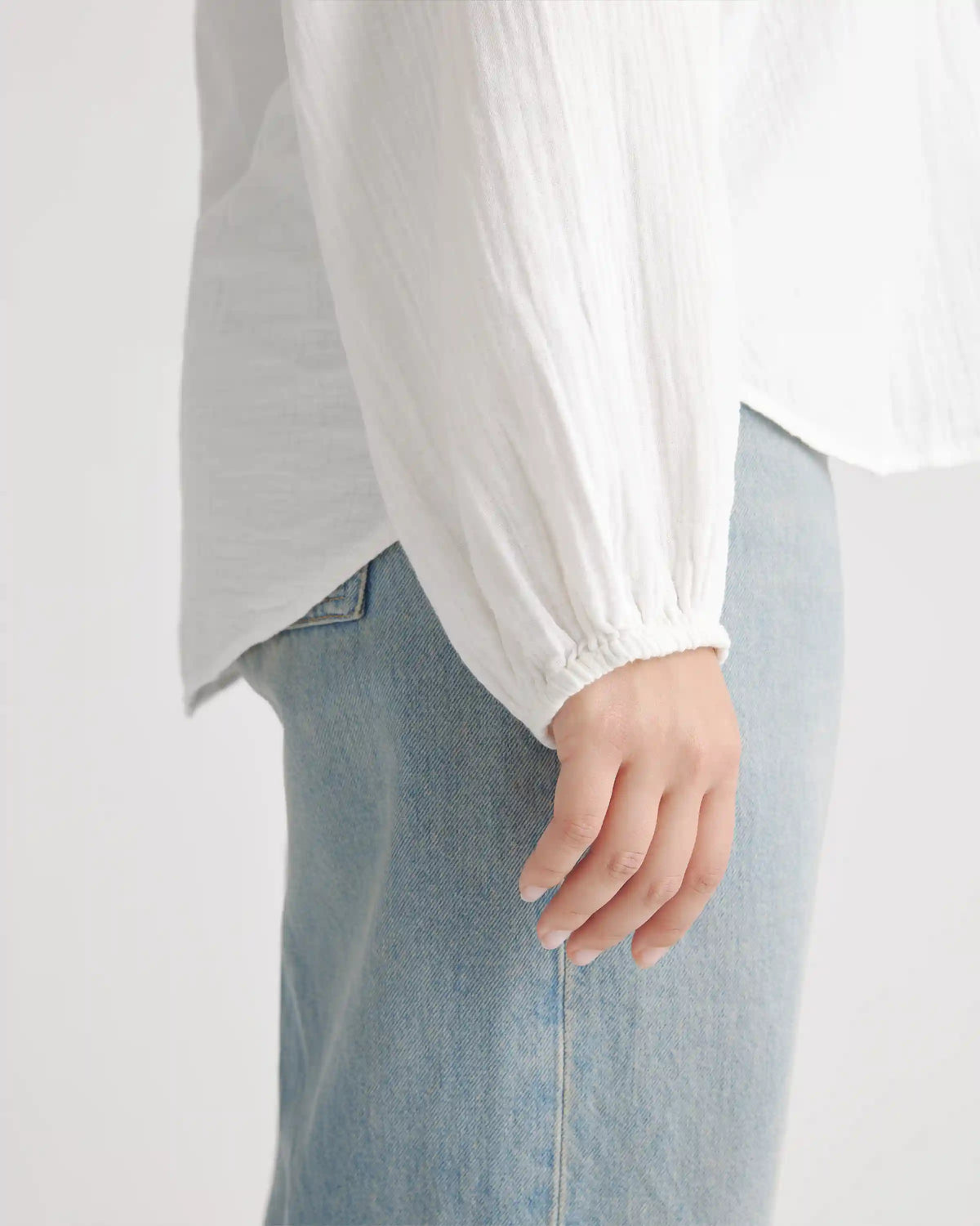 100% Organic Cotton Gauze Peasant Blouse