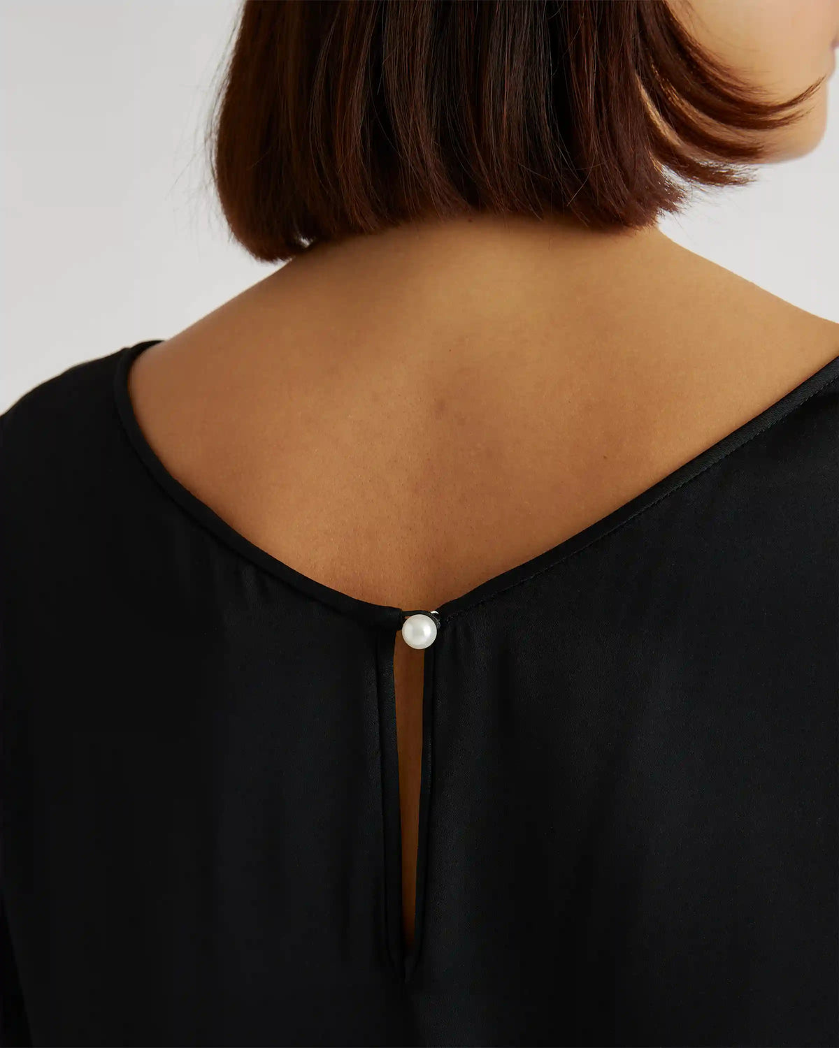Washable Stretch Silk Reversible V-Neck Blouse