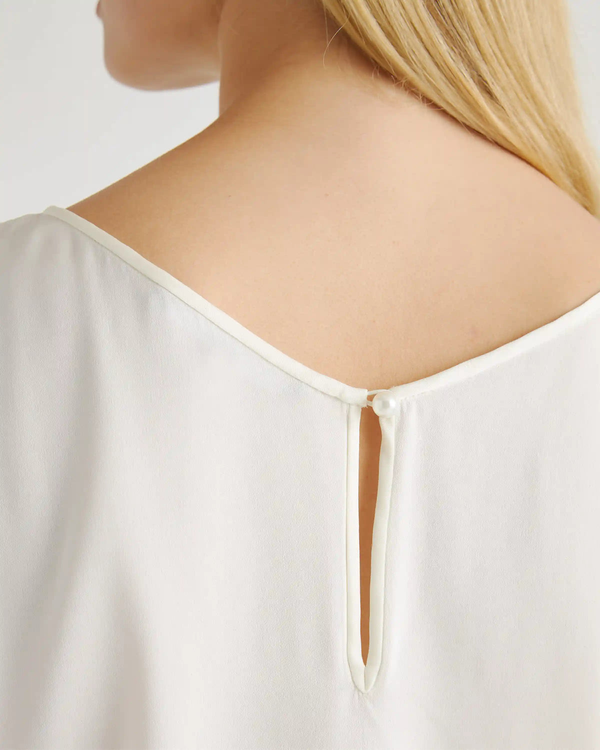 Washable Stretch Silk Reversible V-Neck Blouse