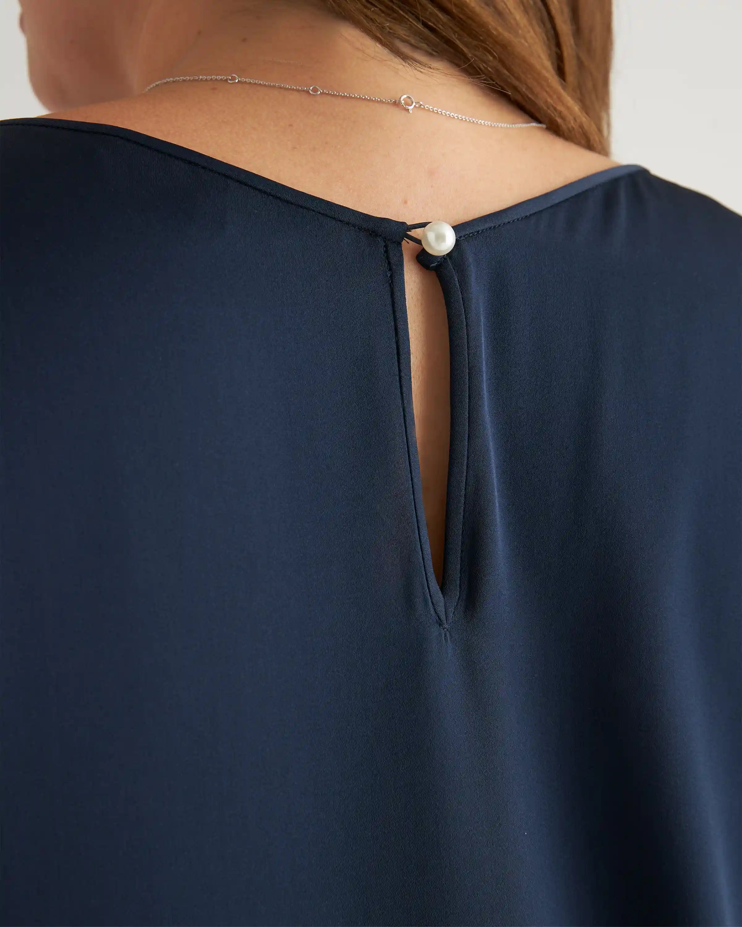Washable Stretch Silk Reversible V-Neck Blouse