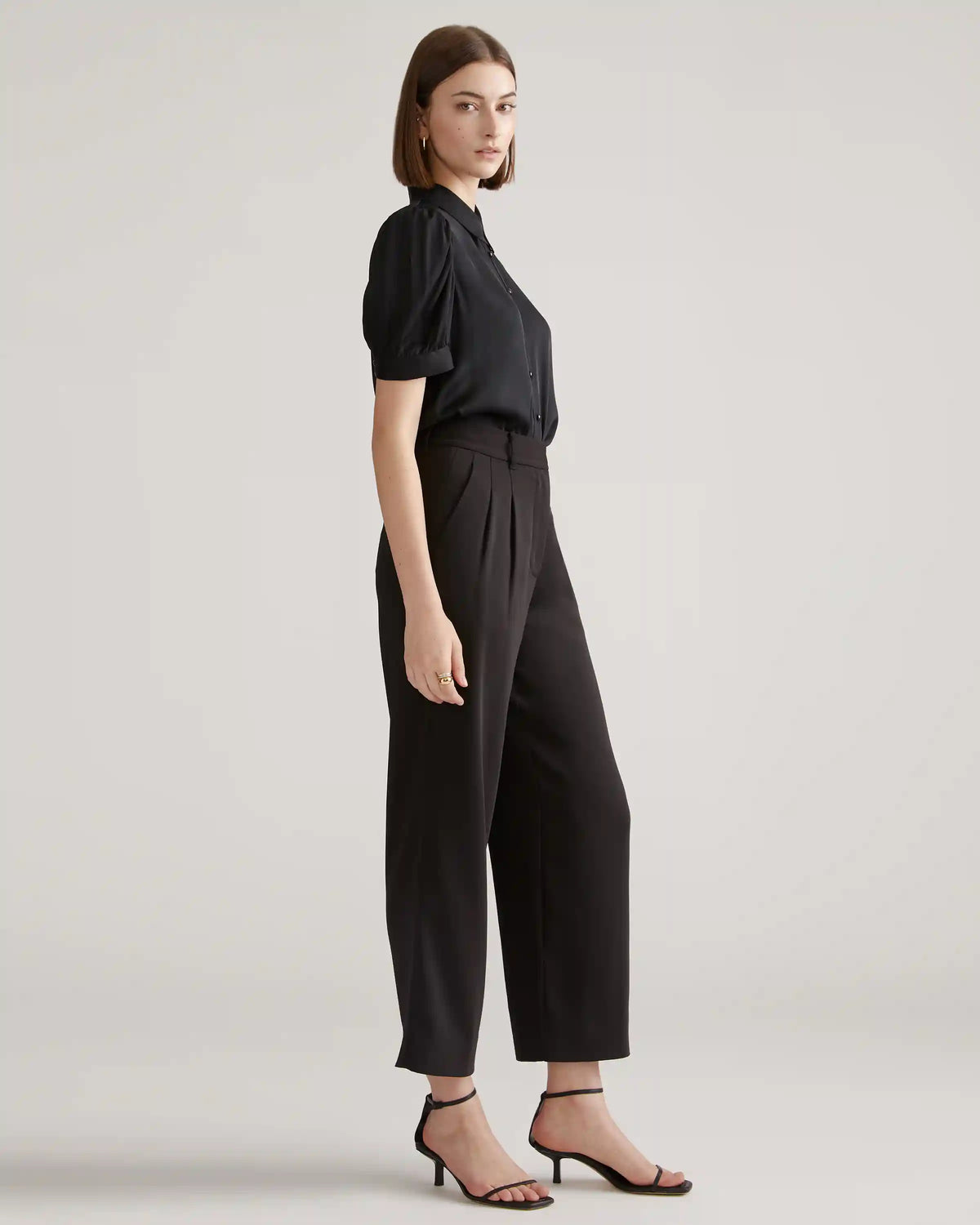 Washable Stretch Silk Puff Sleeve Blouse