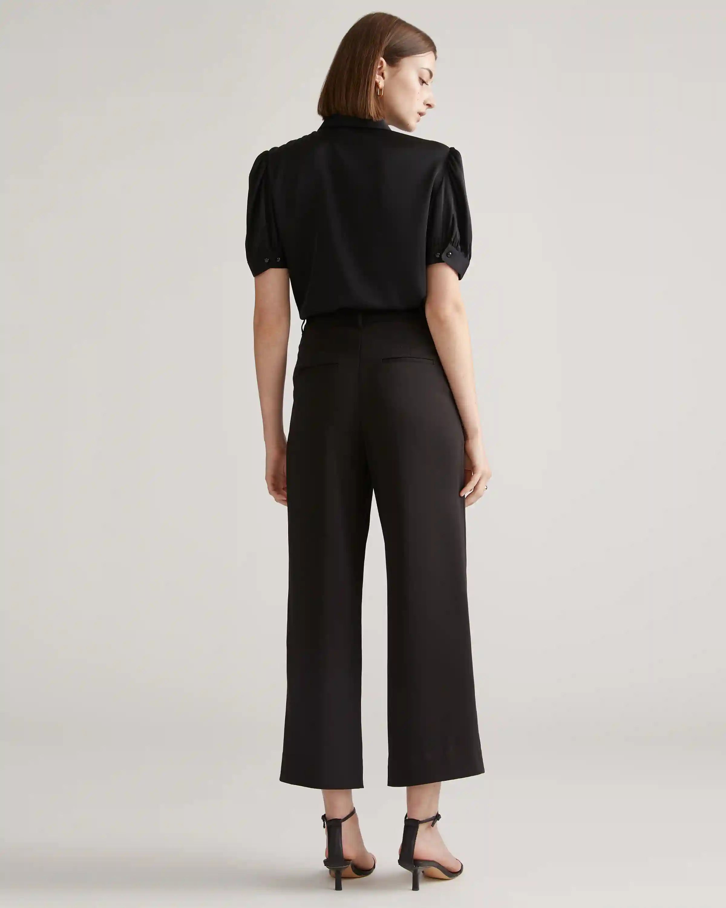 Washable Stretch Silk Puff Sleeve Blouse
