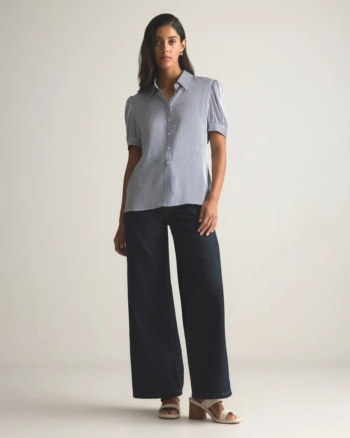 Washable Stretch Silk Puff Sleeve Blouse