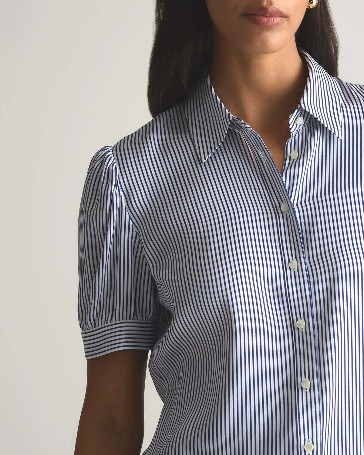 Washable Stretch Silk Puff Sleeve Blouse