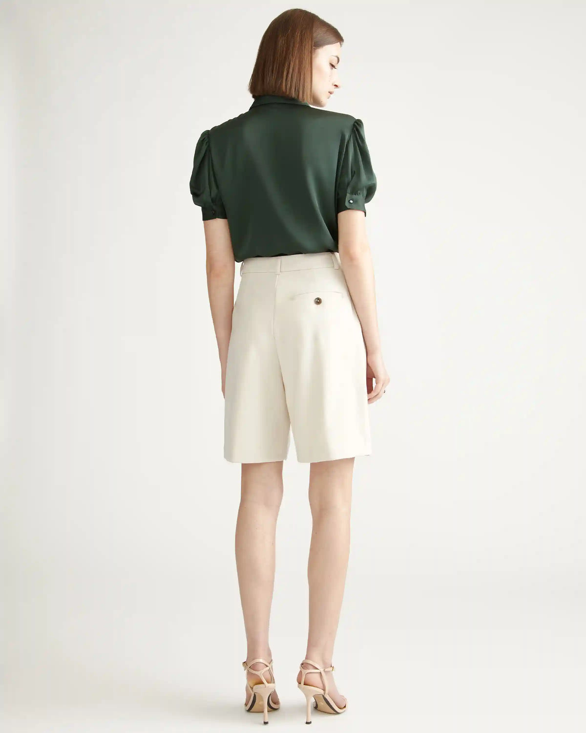 Washable Stretch Silk Puff Sleeve Blouse