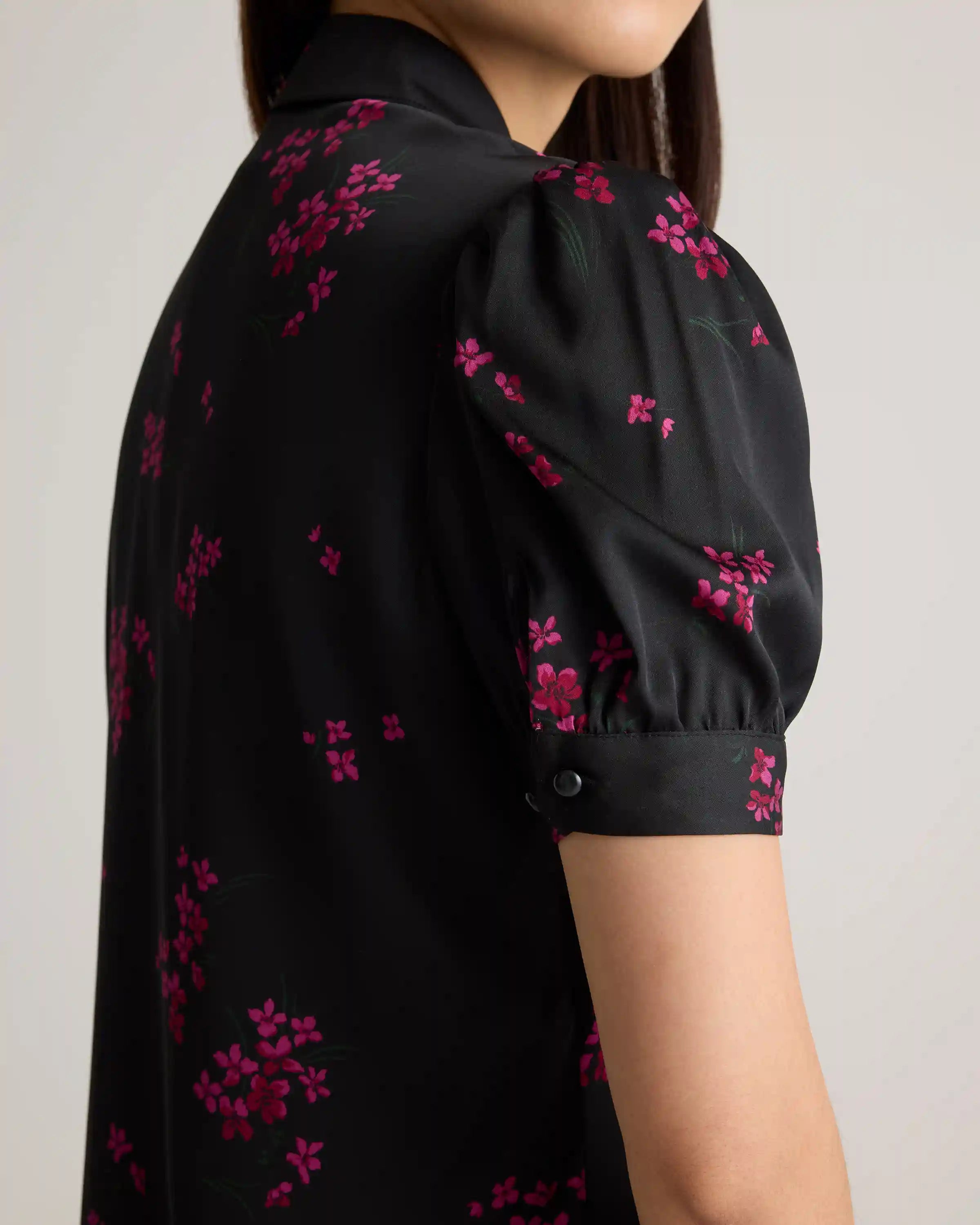 Washable Stretch Silk Puff Sleeve Blouse