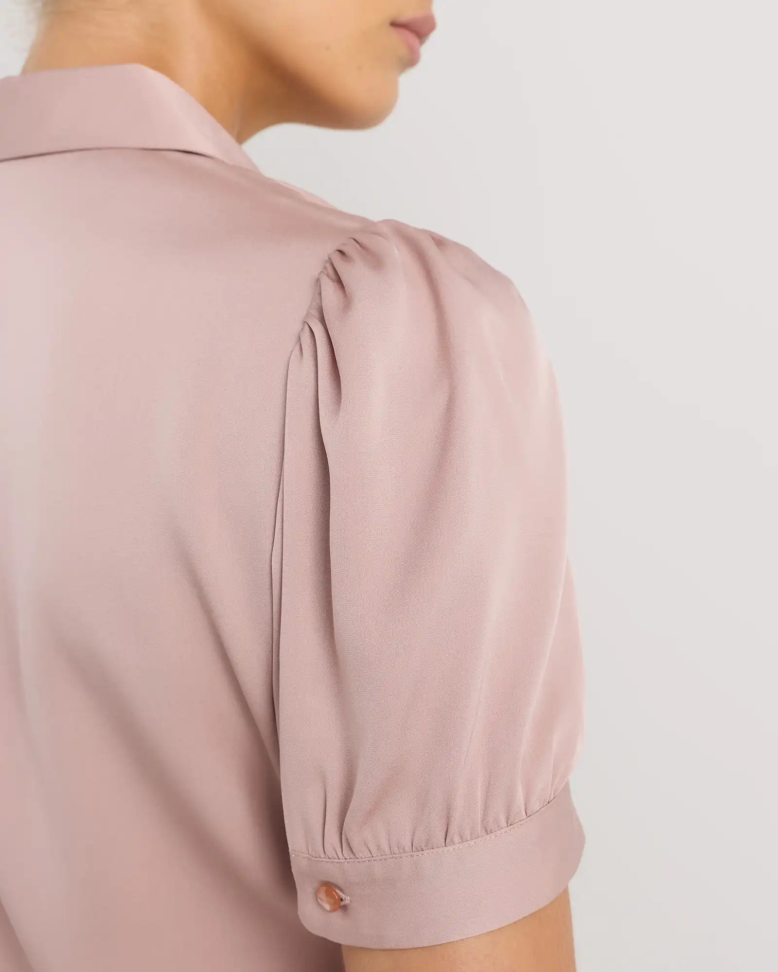 Washable Stretch Silk Puff Sleeve Blouse