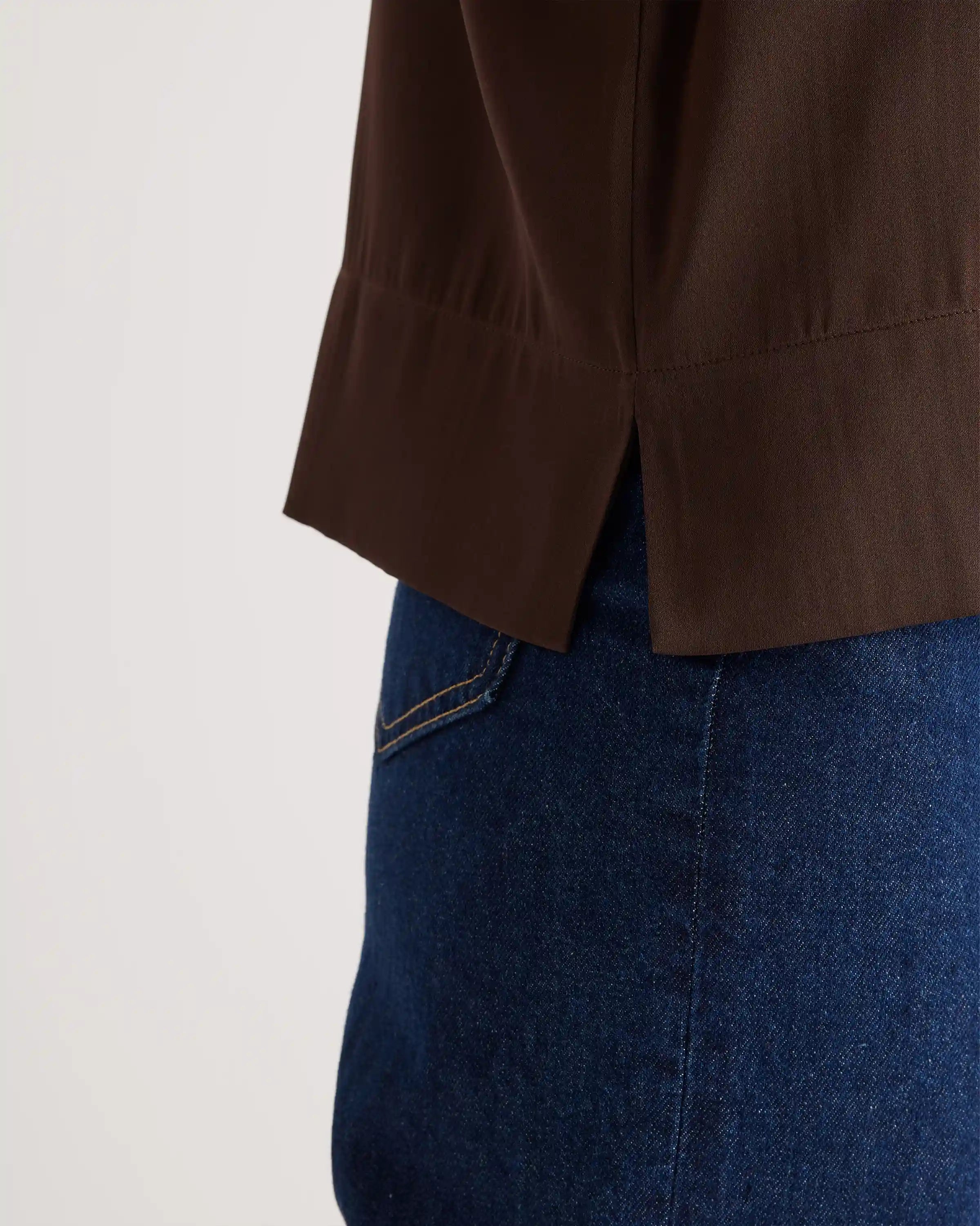 Washable Stretch Silk Short Sleeve Notch Collar Blouse