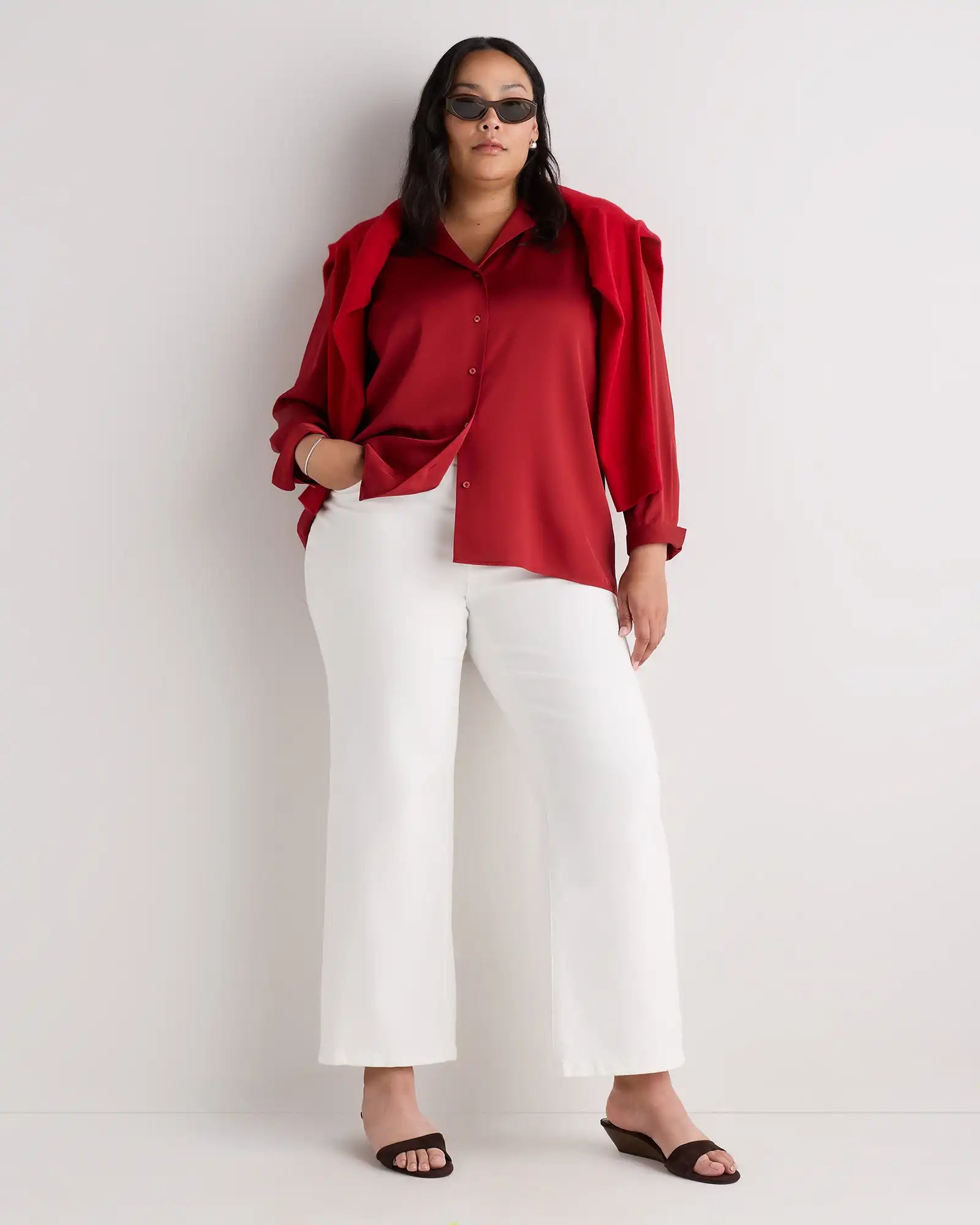 Washable Stretch Silk Notch Collar Blouse