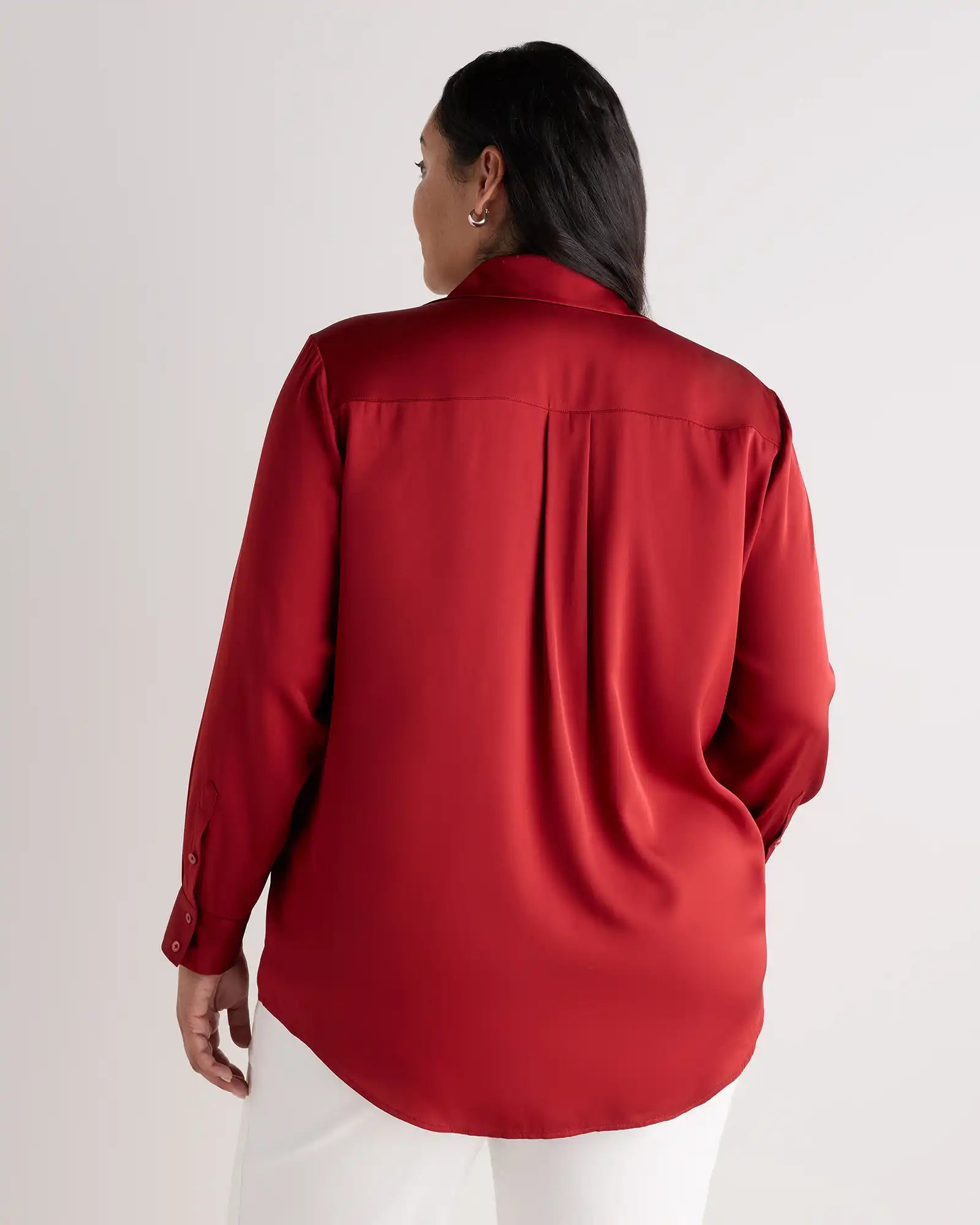 Washable Stretch Silk Notch Collar Blouse