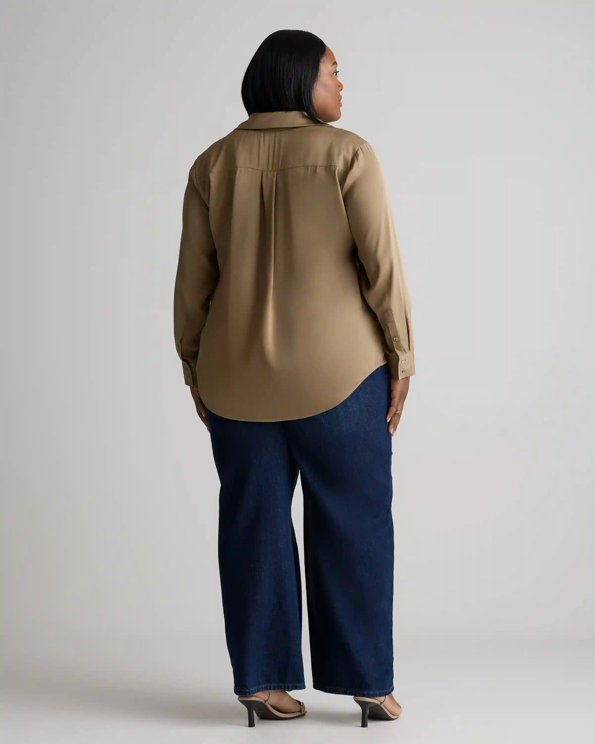 Washable Stretch Silk Notch Collar Blouse