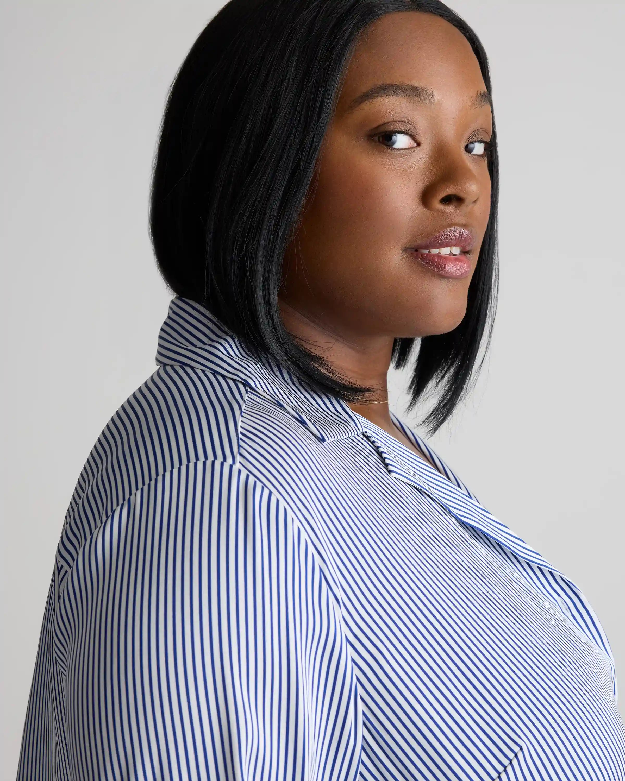 Washable Stretch Silk Notch Collar Blouse