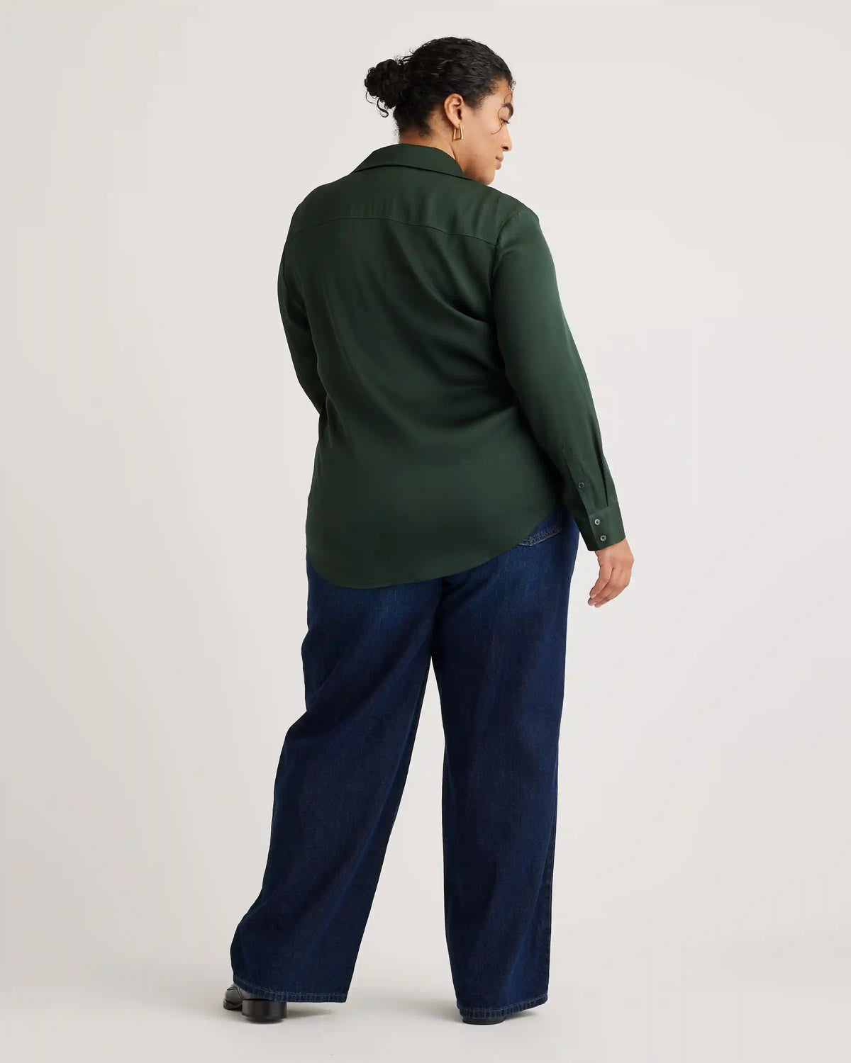 Washable Stretch Silk Notch Collar Blouse