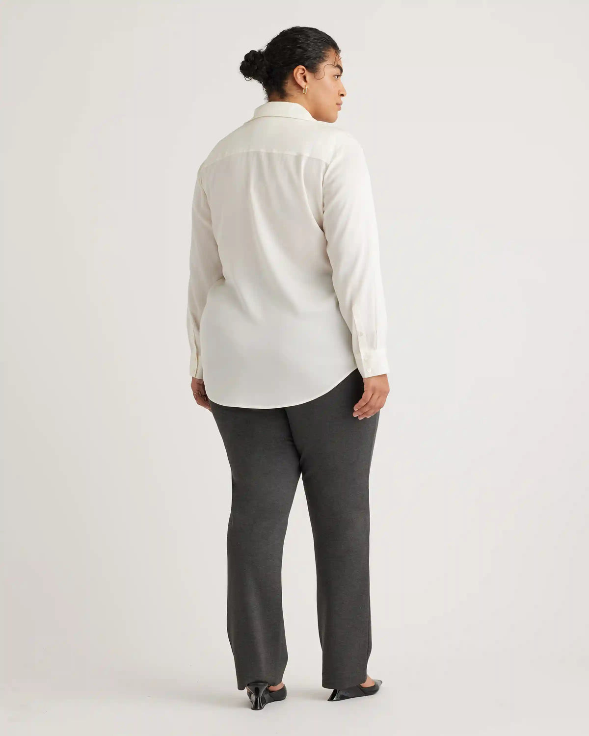 Washable Stretch Silk Notch Collar Blouse