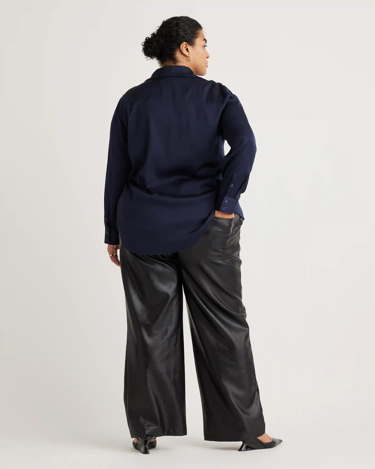 Washable Stretch Silk Notch Collar Blouse