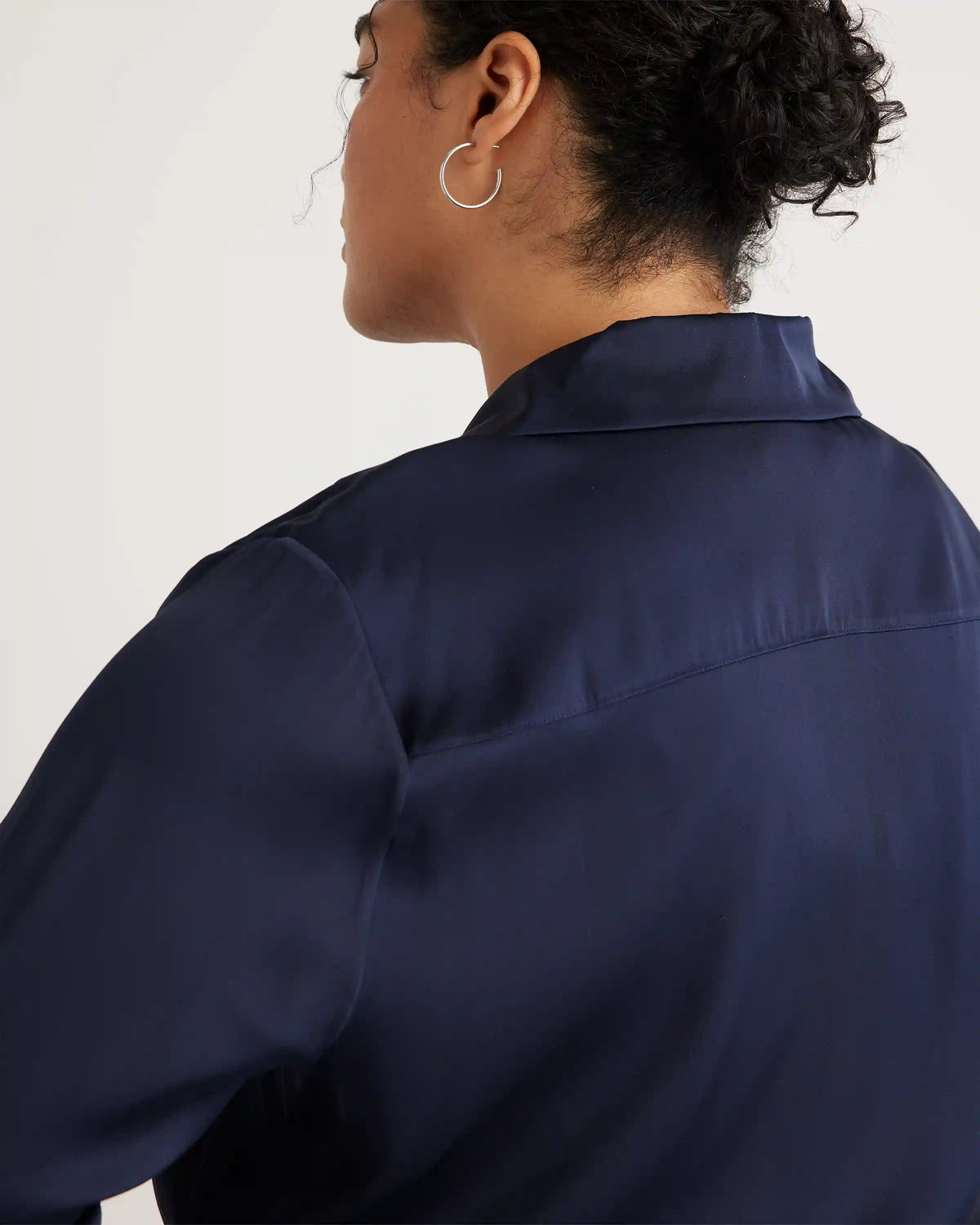 Washable Stretch Silk Notch Collar Blouse