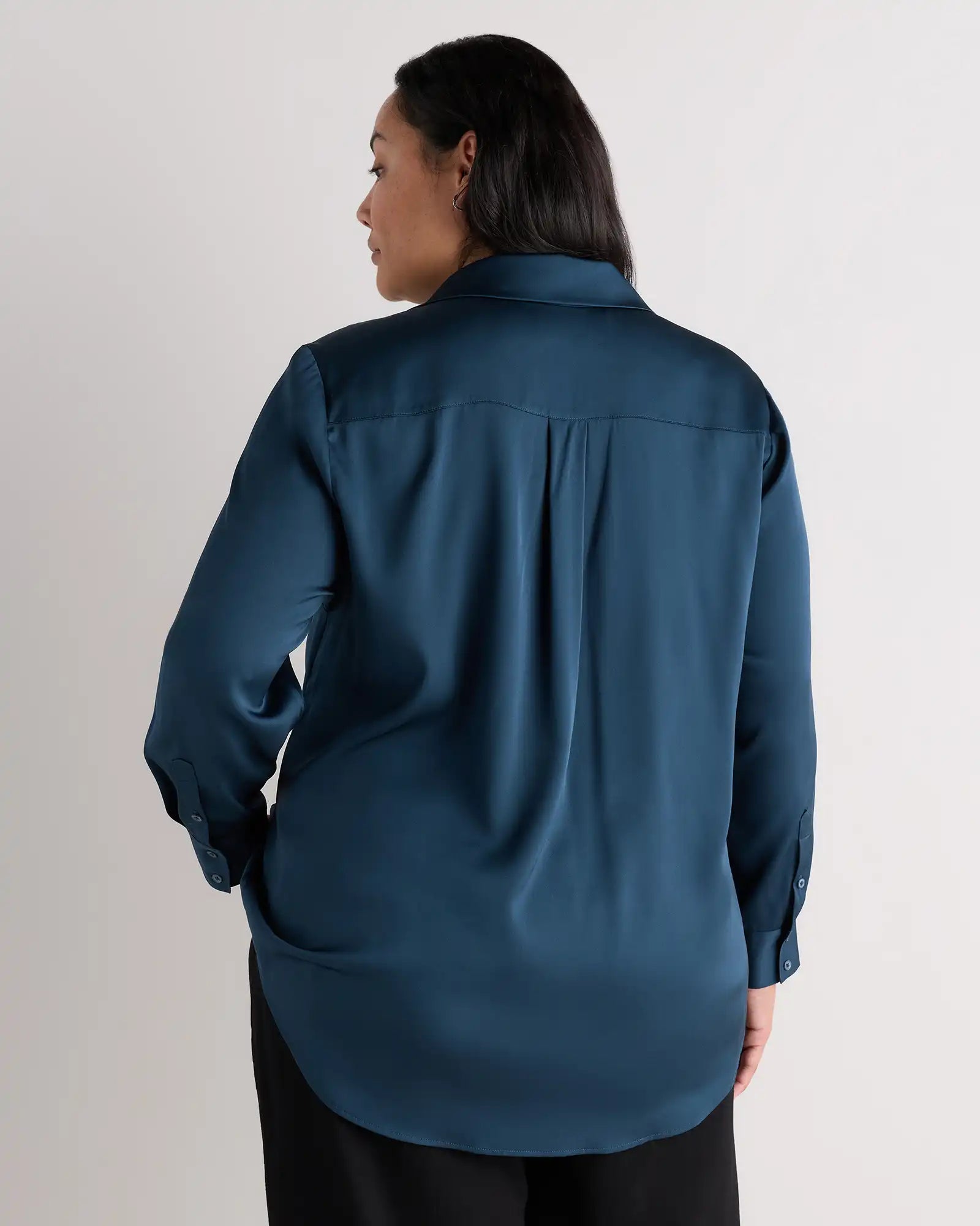 Washable Stretch Silk Notch Collar Blouse