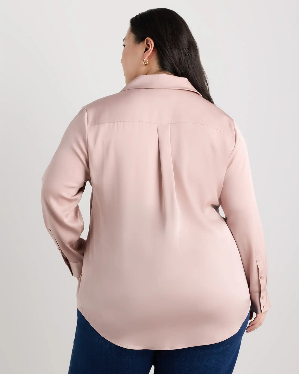 Washable Stretch Silk Notch Collar Blouse
