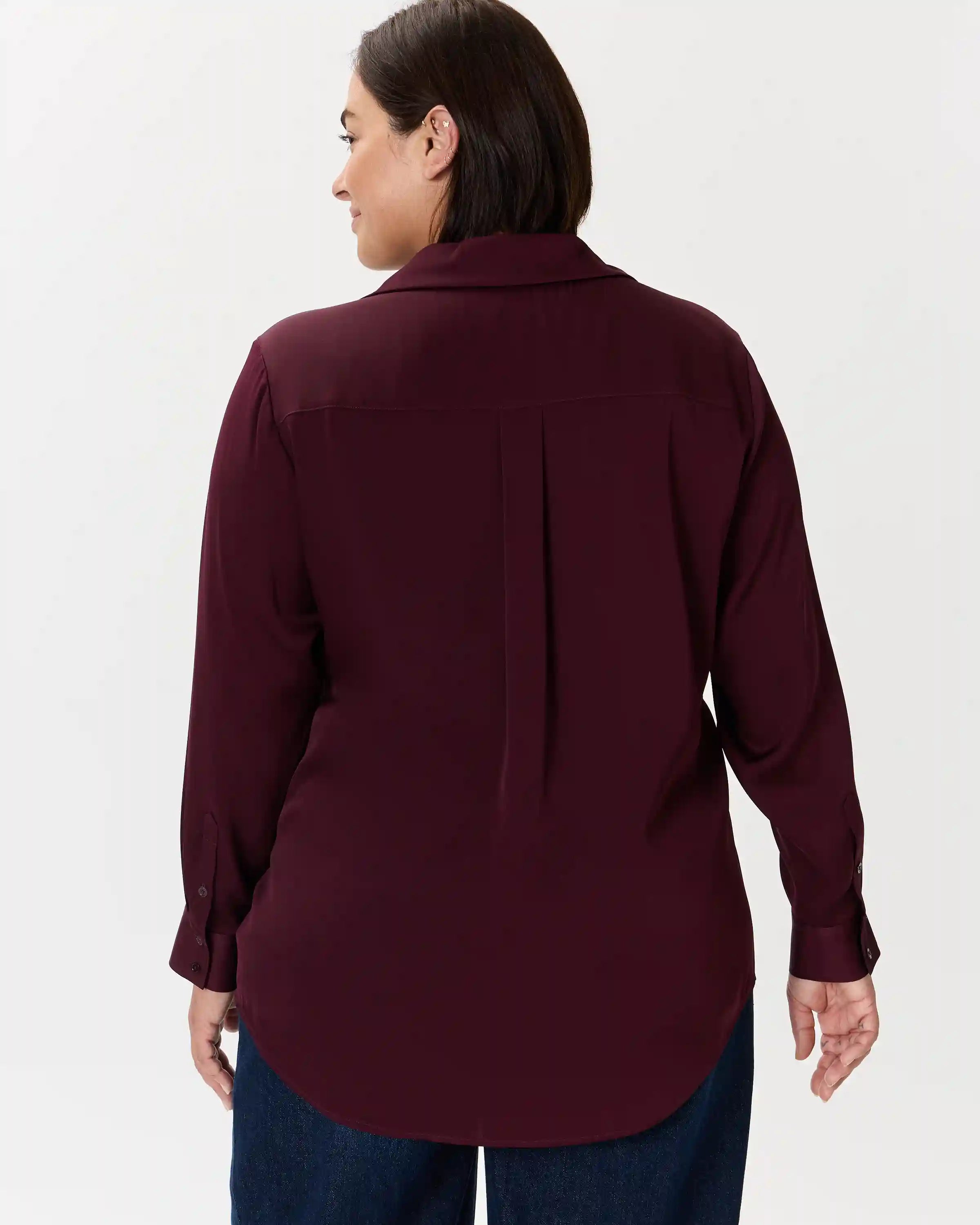 Washable Stretch Silk Notch Collar Blouse